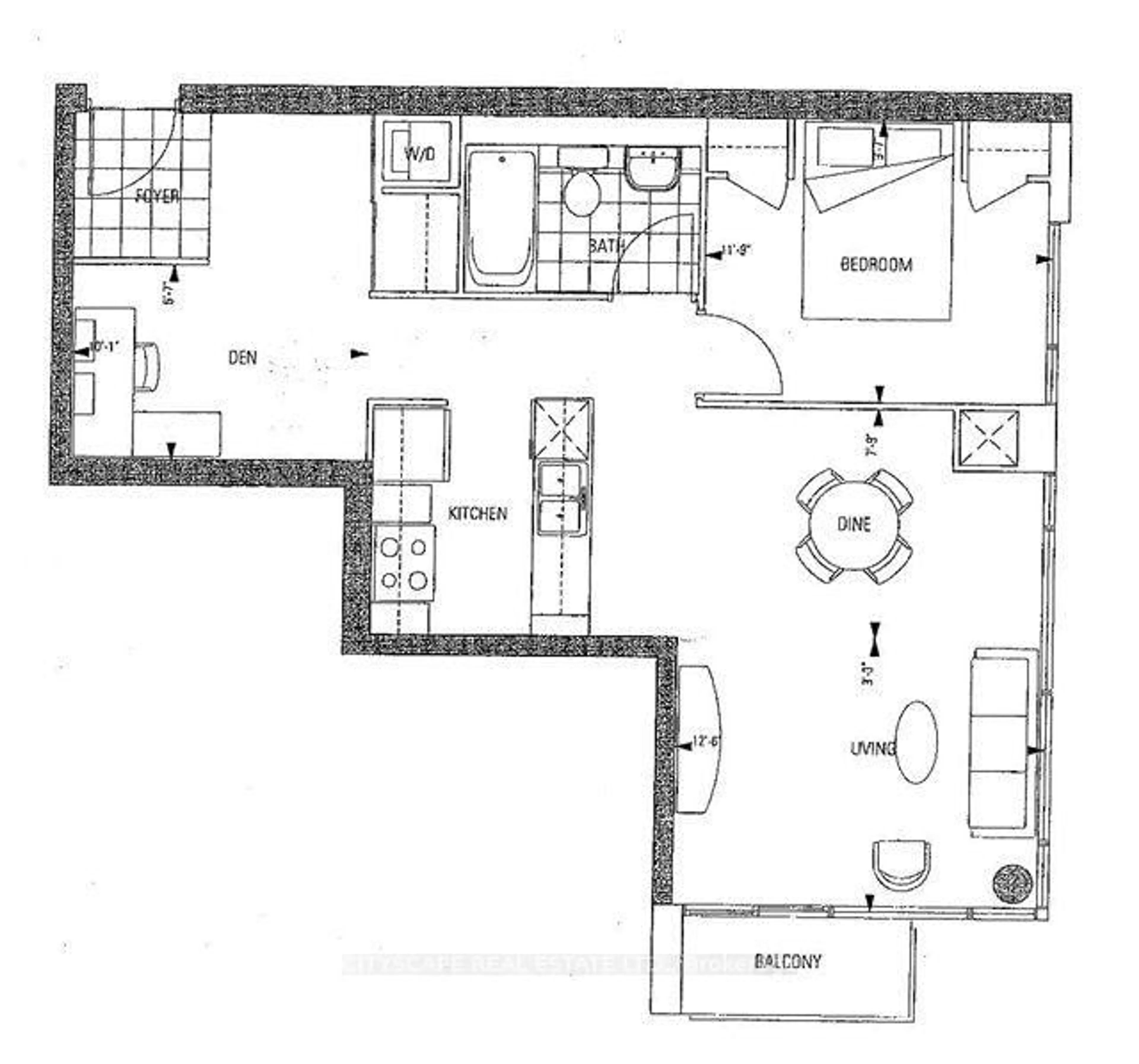 Floor plan for 397 Front St #1110, Toronto Ontario M5V 3S1