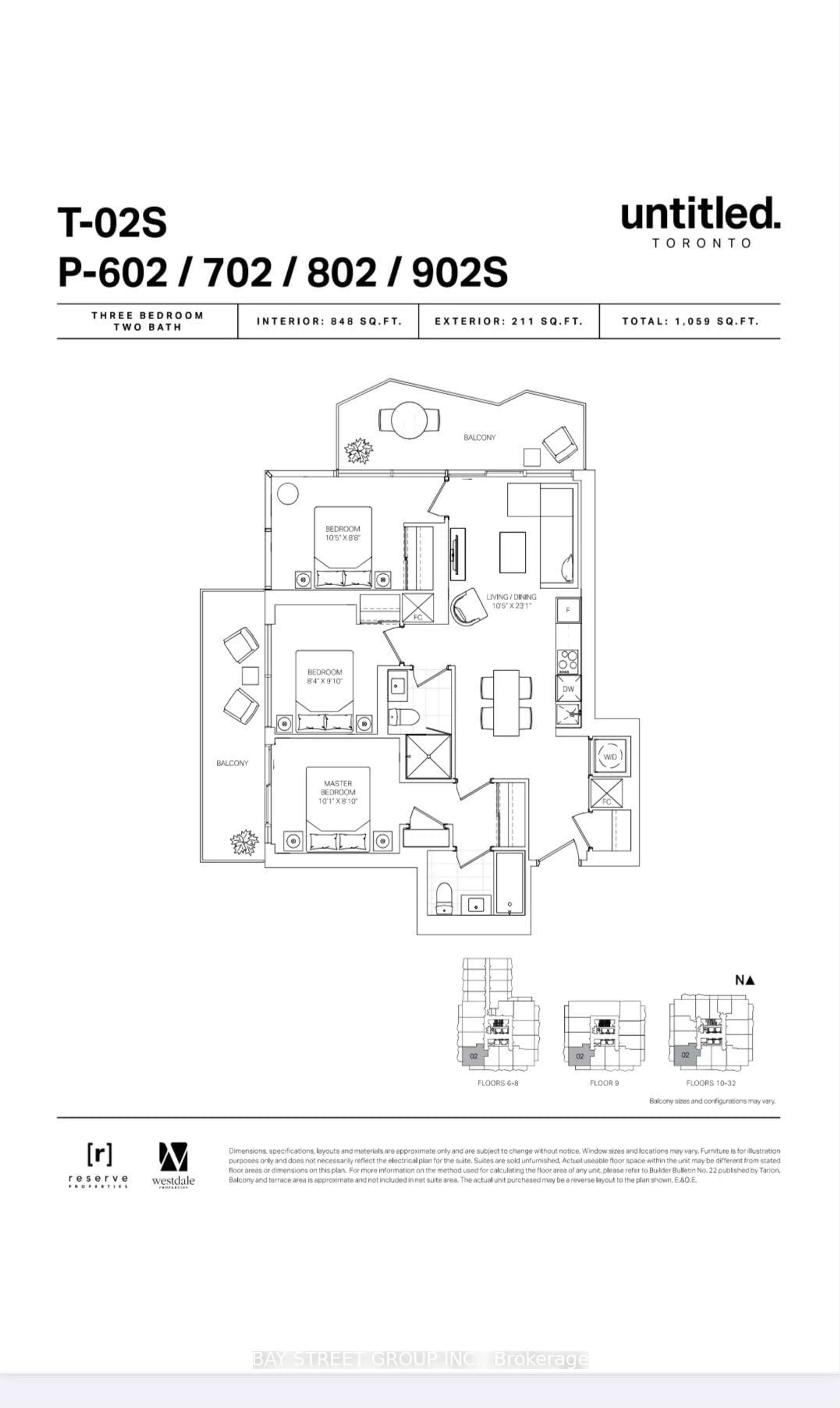 Floor plan for 110 Broadway Ave #1602, Toronto Ontario M4P 1V7