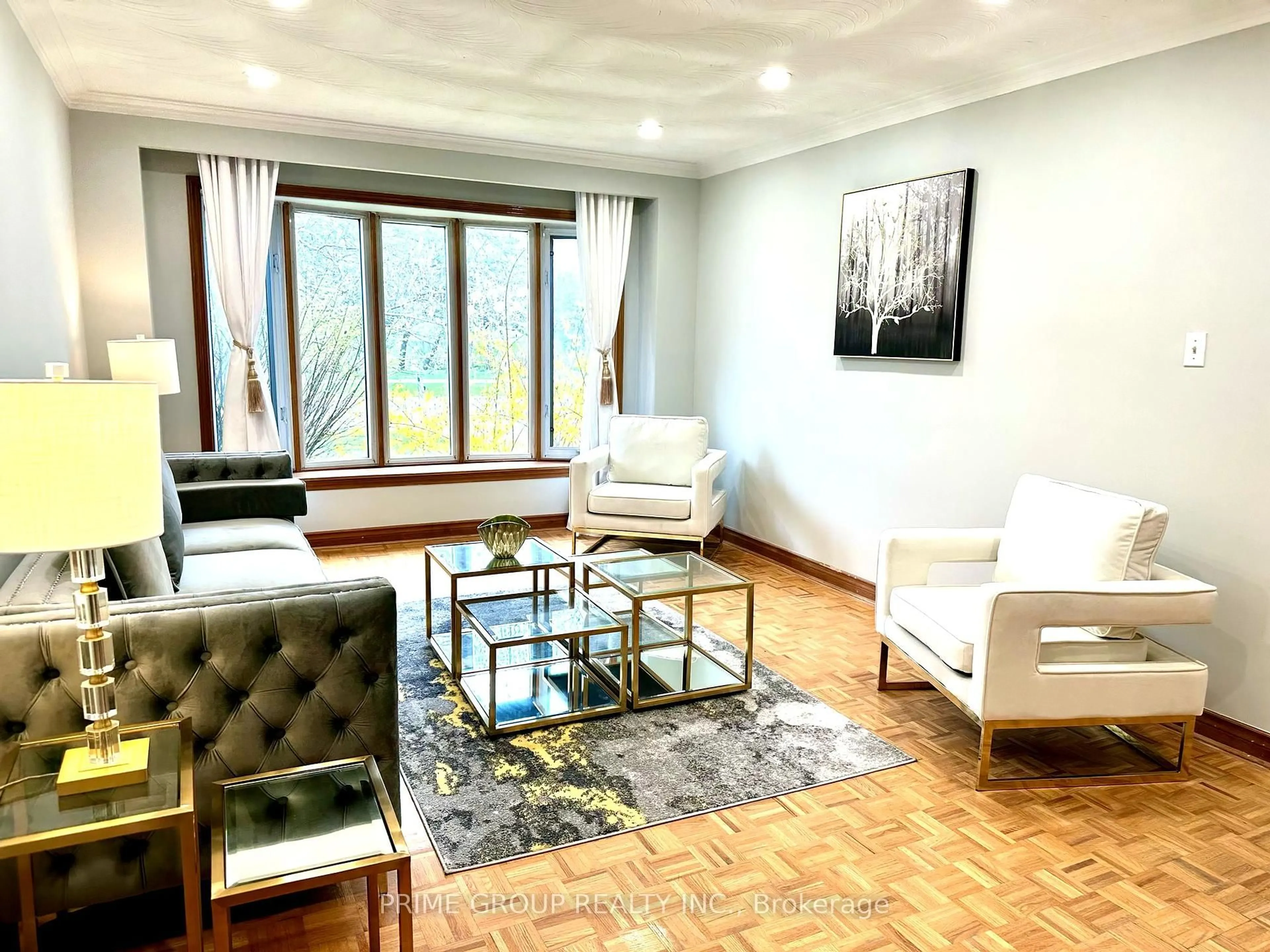 Living room with furniture, wood/laminate floor for 173 Faywood Blvd, Toronto Ontario M3H 2Y1
