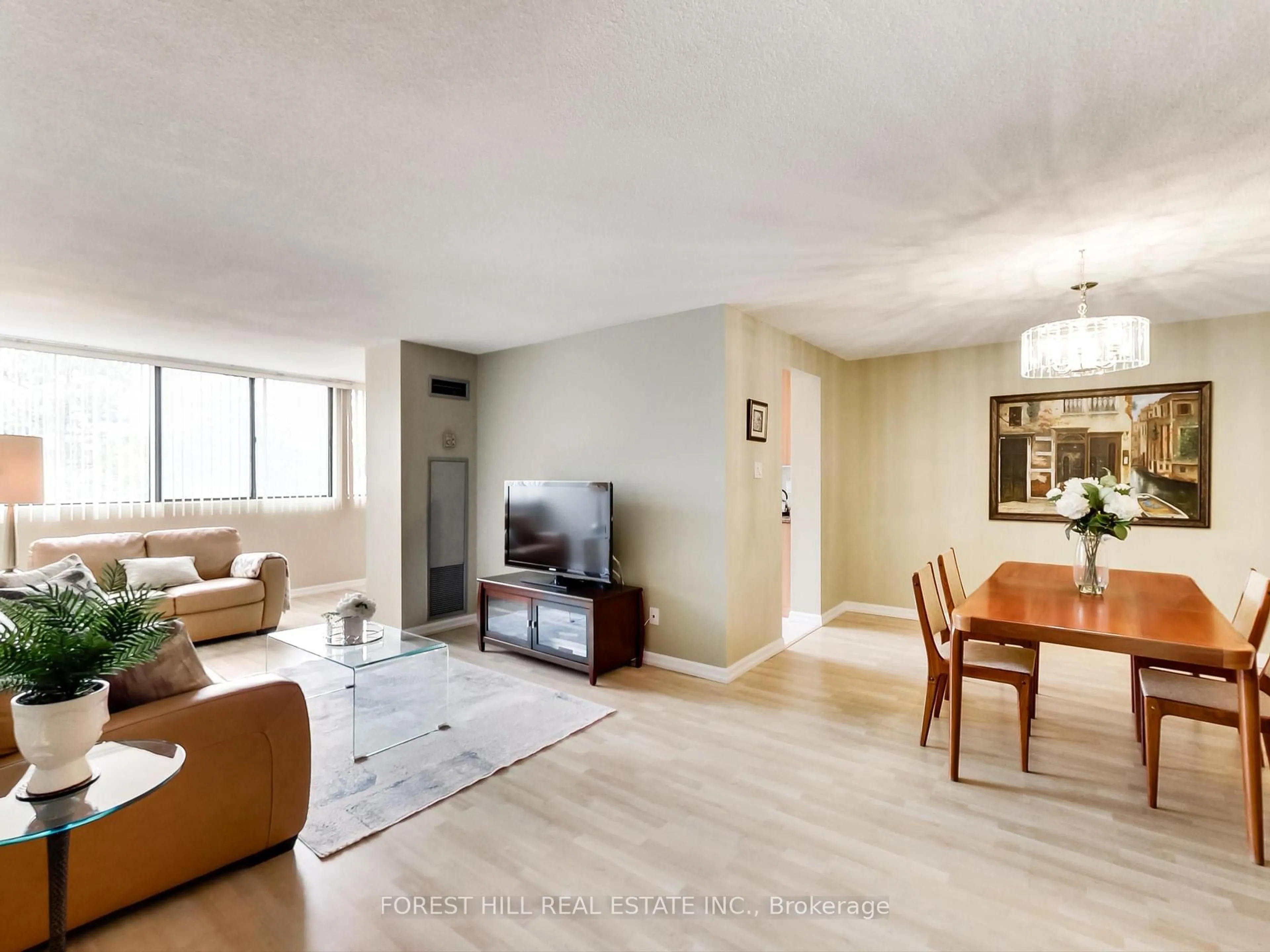 Living room with furniture, wood/laminate floor for 133 Torresdale Ave #305, Toronto Ontario M2R 3T2
