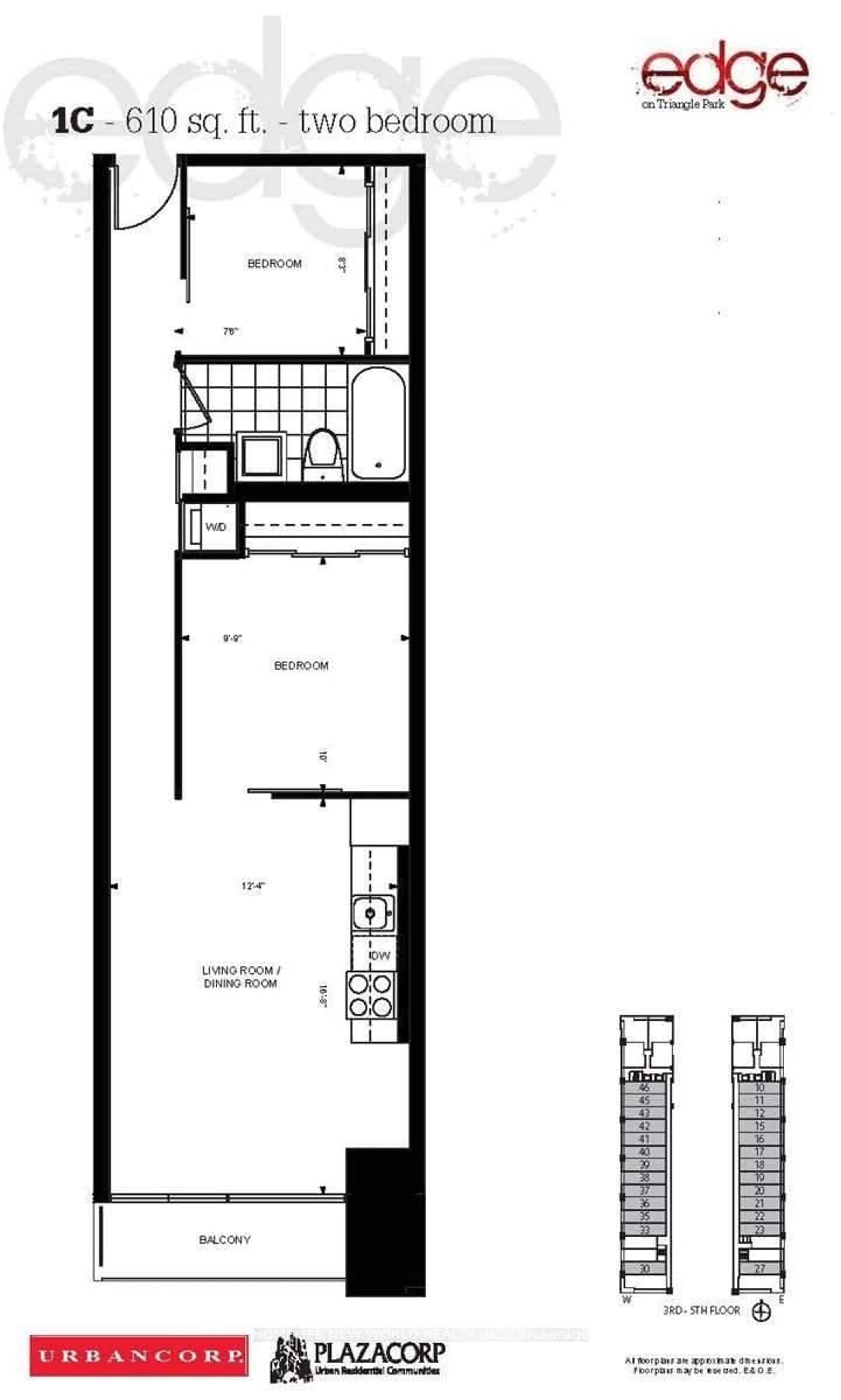 Floor plan for 36 Lisgar St #516E, Toronto Ontario M6J 3G2