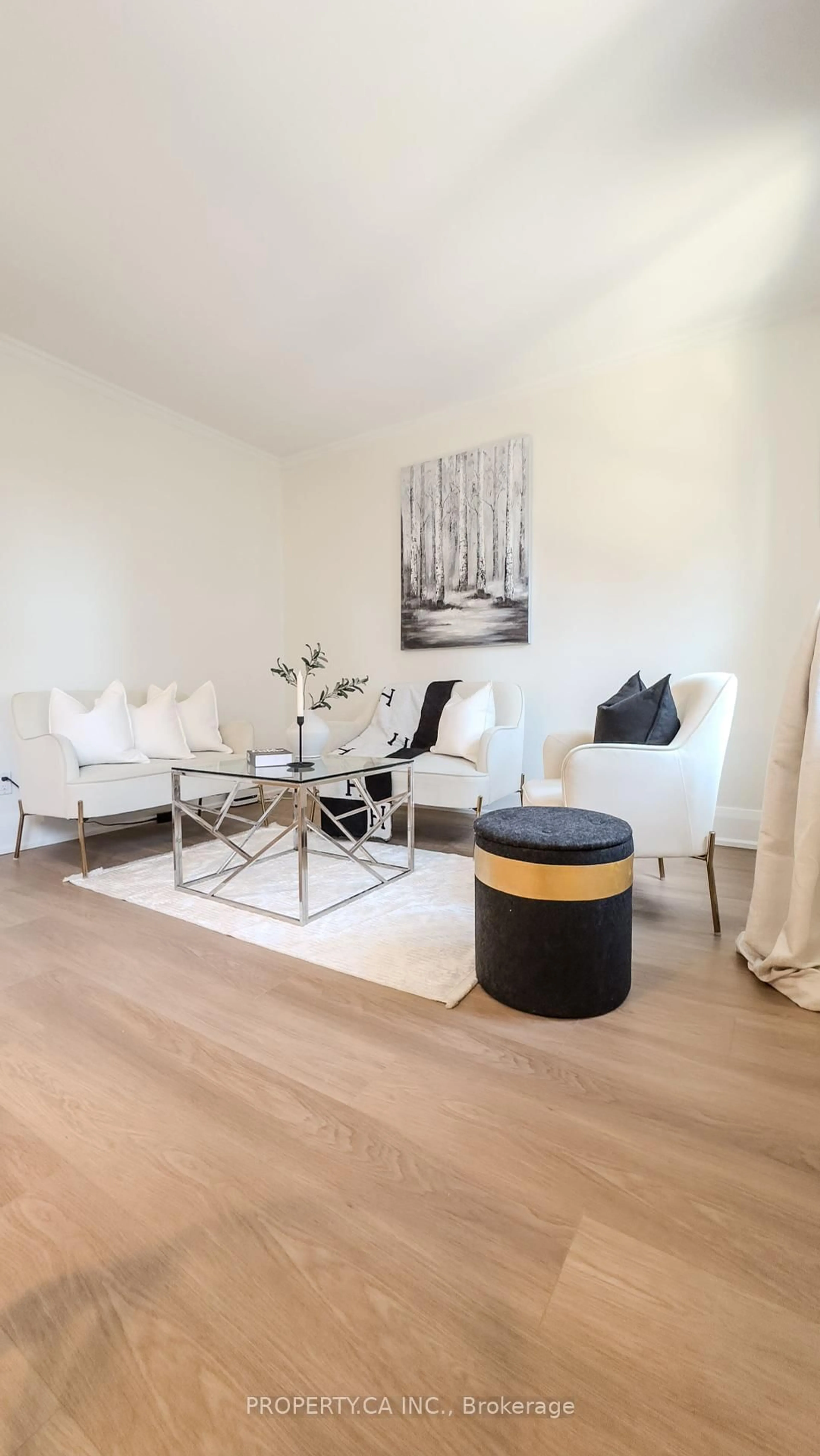 Living room with furniture, wood/laminate floor for 114 Vaughan Rd #402, Toronto Ontario M6C 2M1