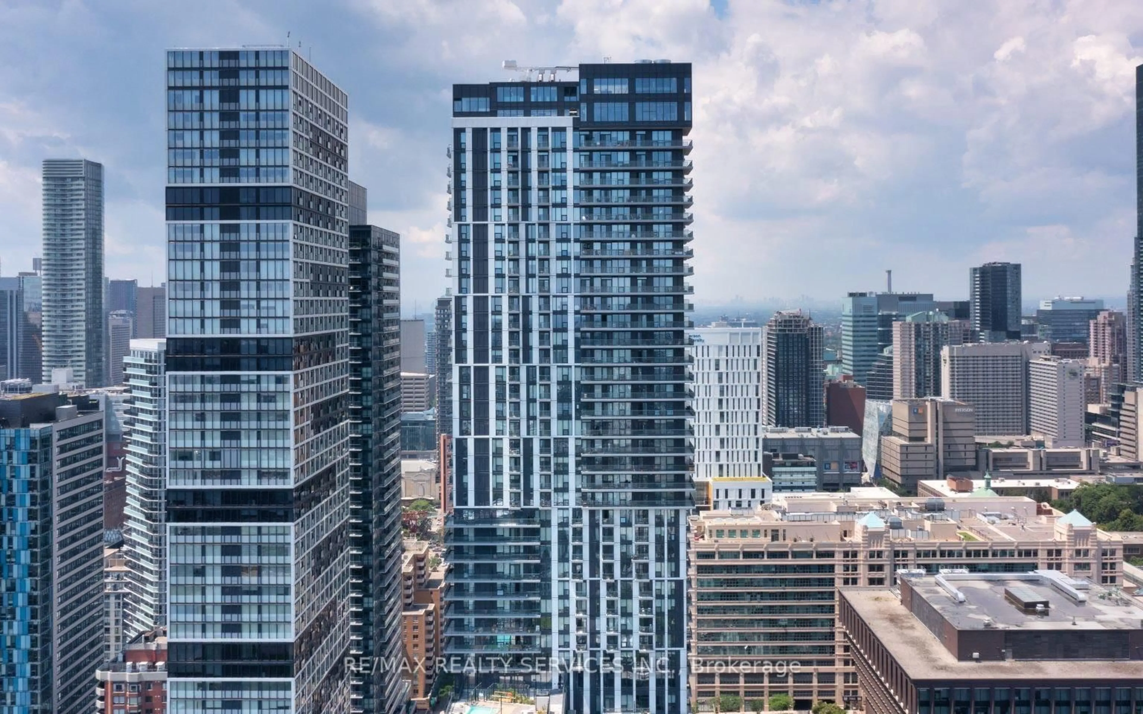 A pic from outside/outdoor area/front of a property/back of a property/a pic from drone, city buildings view from balcony for 251 Jarvis St #1909, Toronto Ontario M5B 0C3