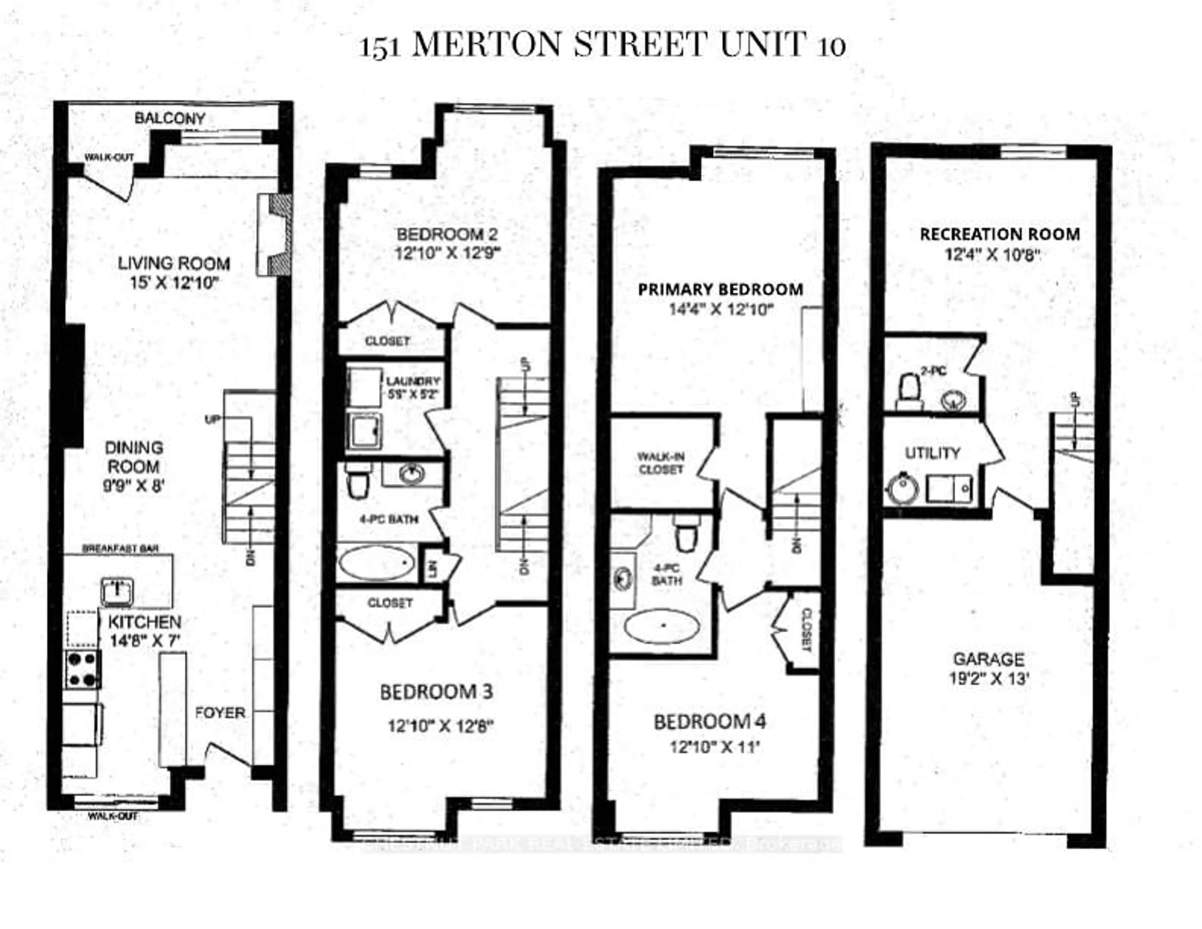 Floor plan for 151 Merton St #TH 10, Toronto Ontario M4S 3G5
