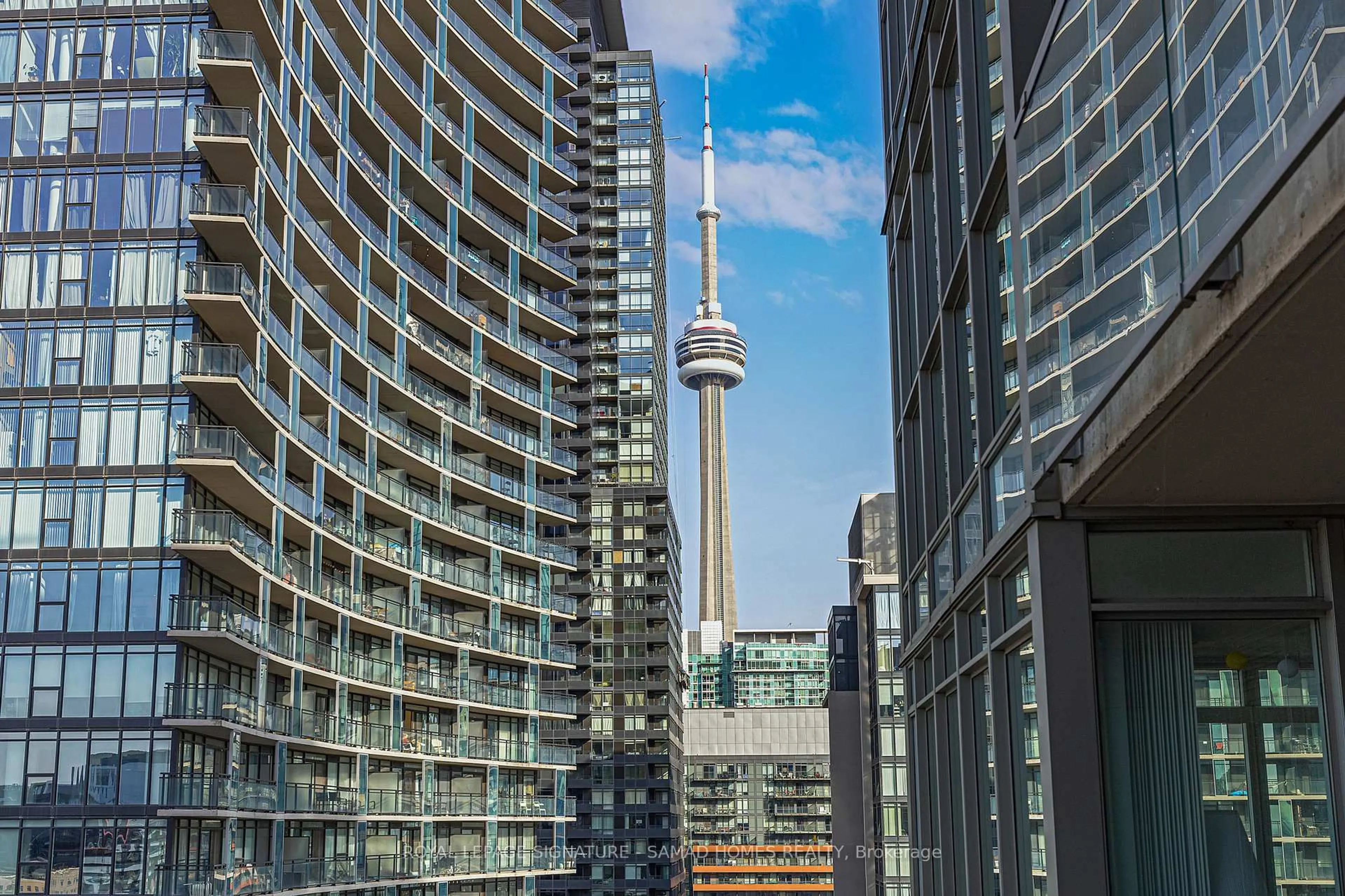 Patio, city buildings view from balcony for 10 Capreol Crt #952, Toronto Ontario M5V 4B3