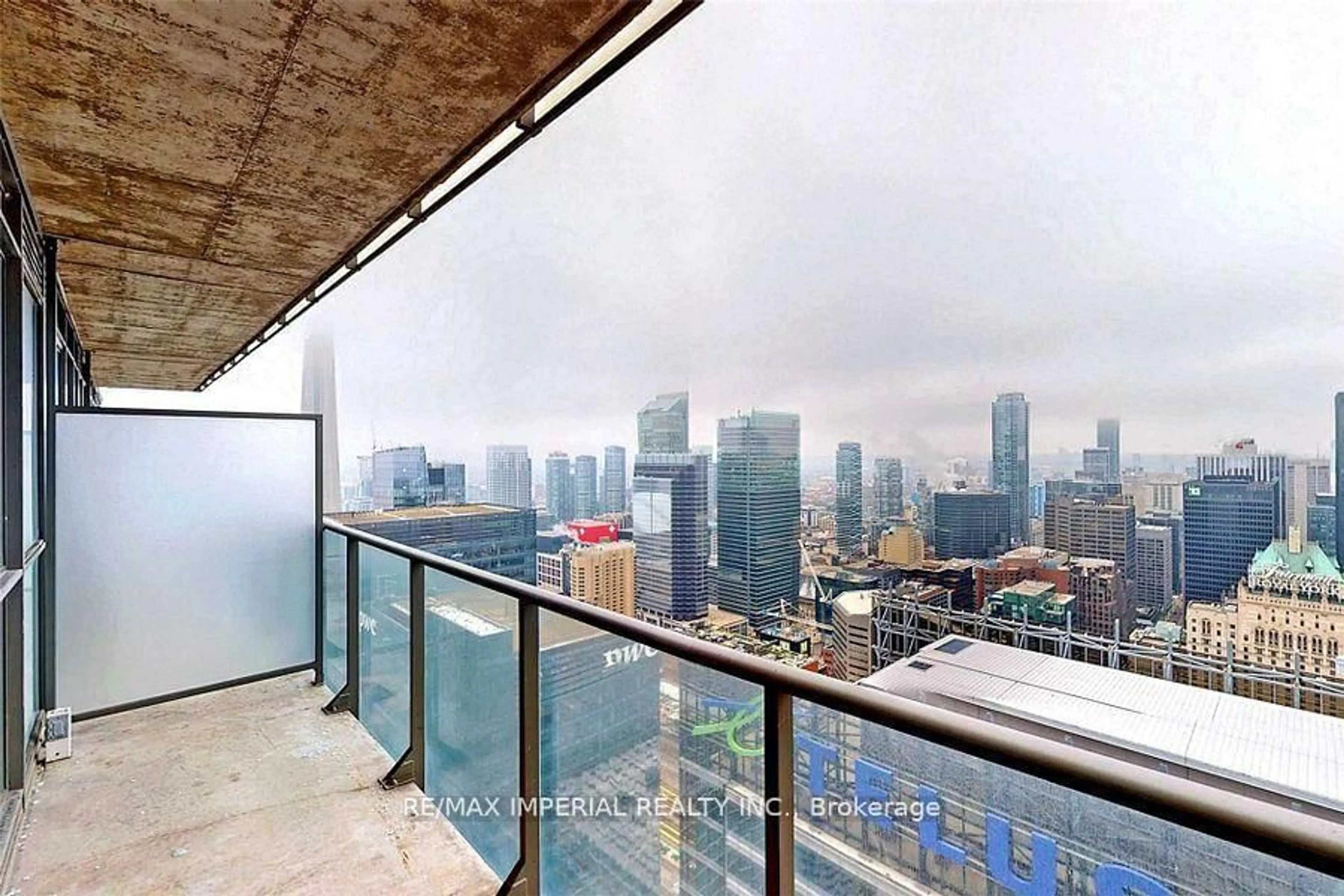 Balcony in the apartment, city buildings view from balcony for 65 Bremner Blvd #4907, Toronto Ontario M5J 0A7