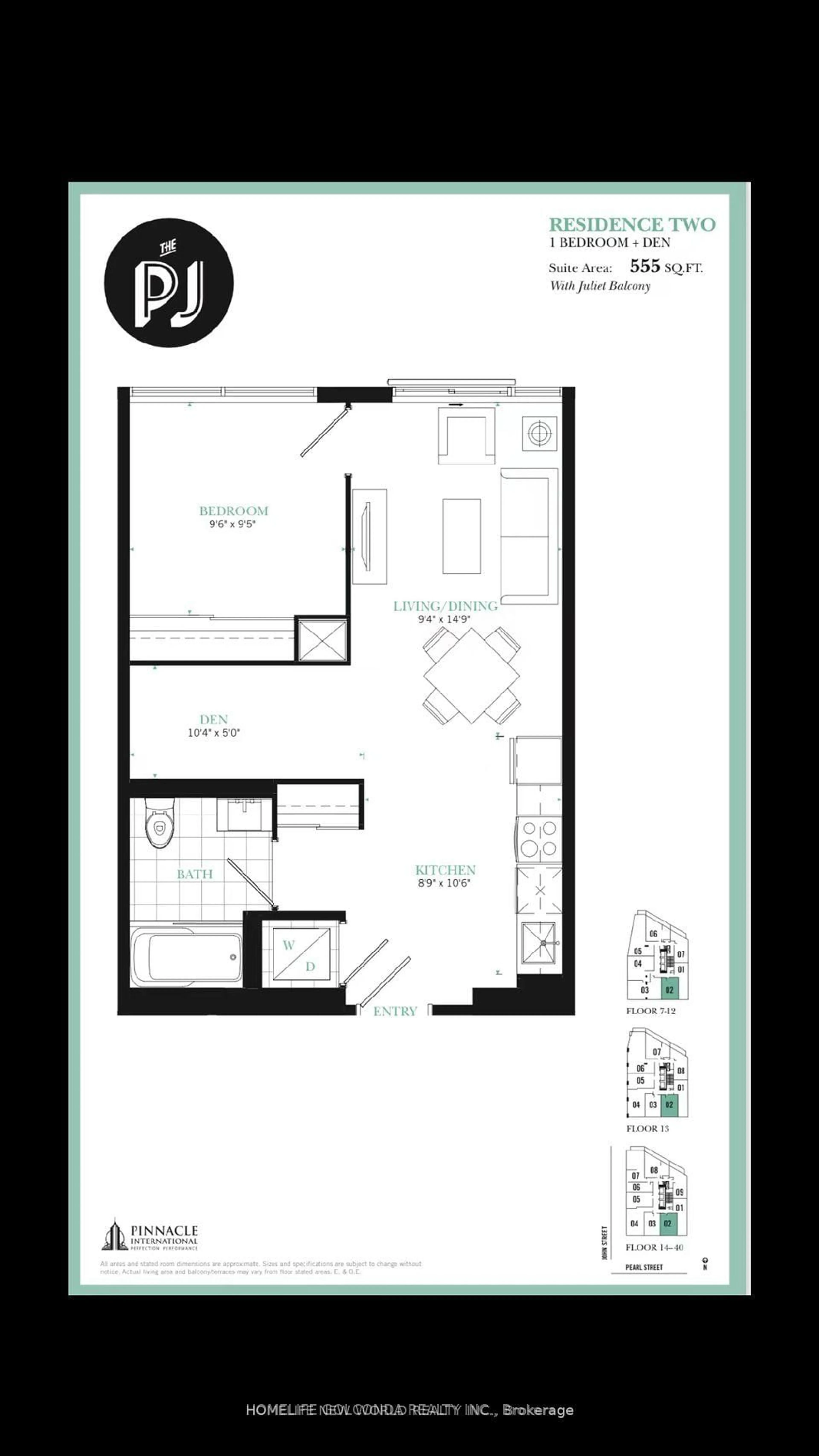 Floor plan for 99 John St #1302, Toronto Ontario M5V 0S6