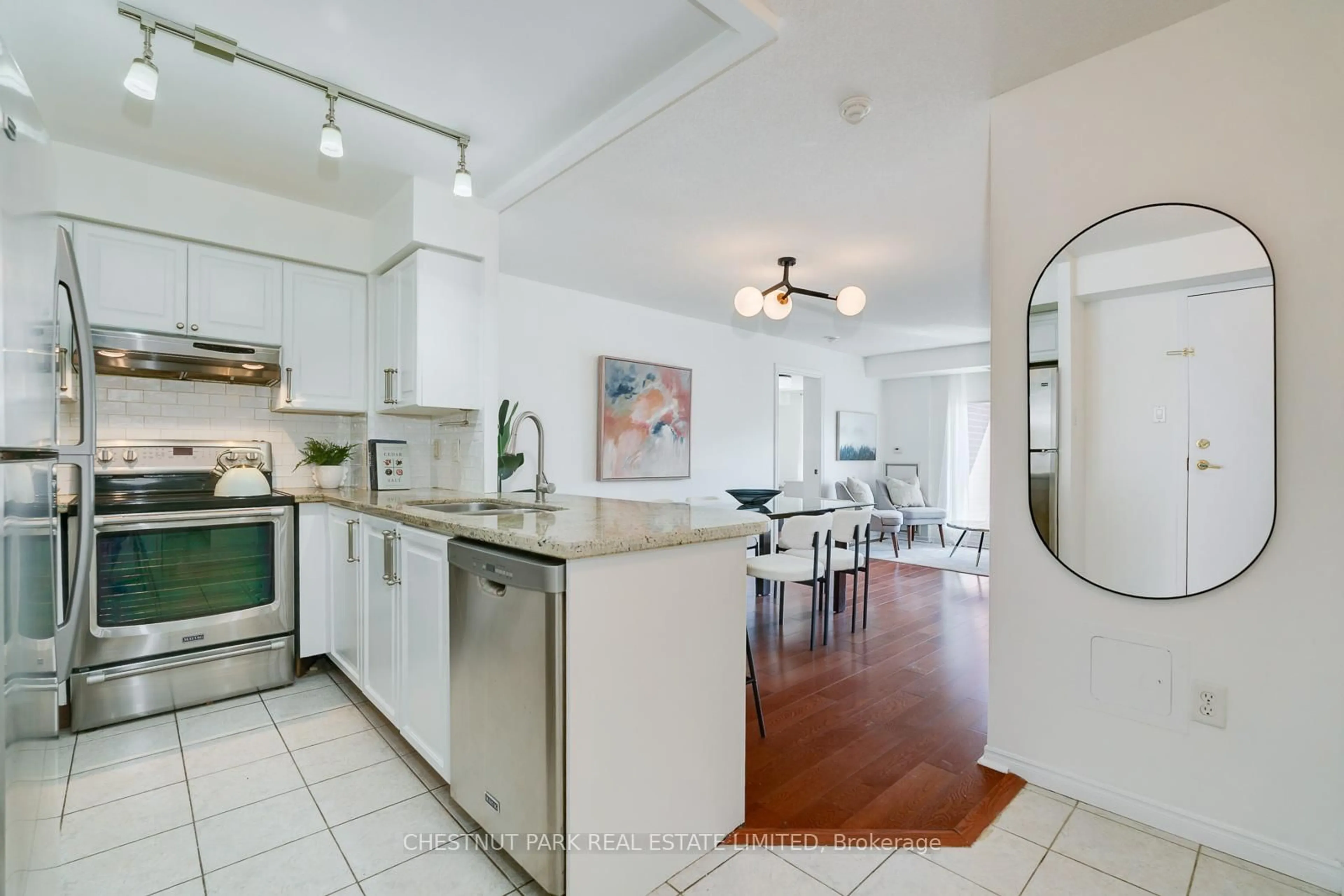 Open concept kitchen, ceramic/tile floor for 300 Balliol St #404, Toronto Ontario M4S 3G6