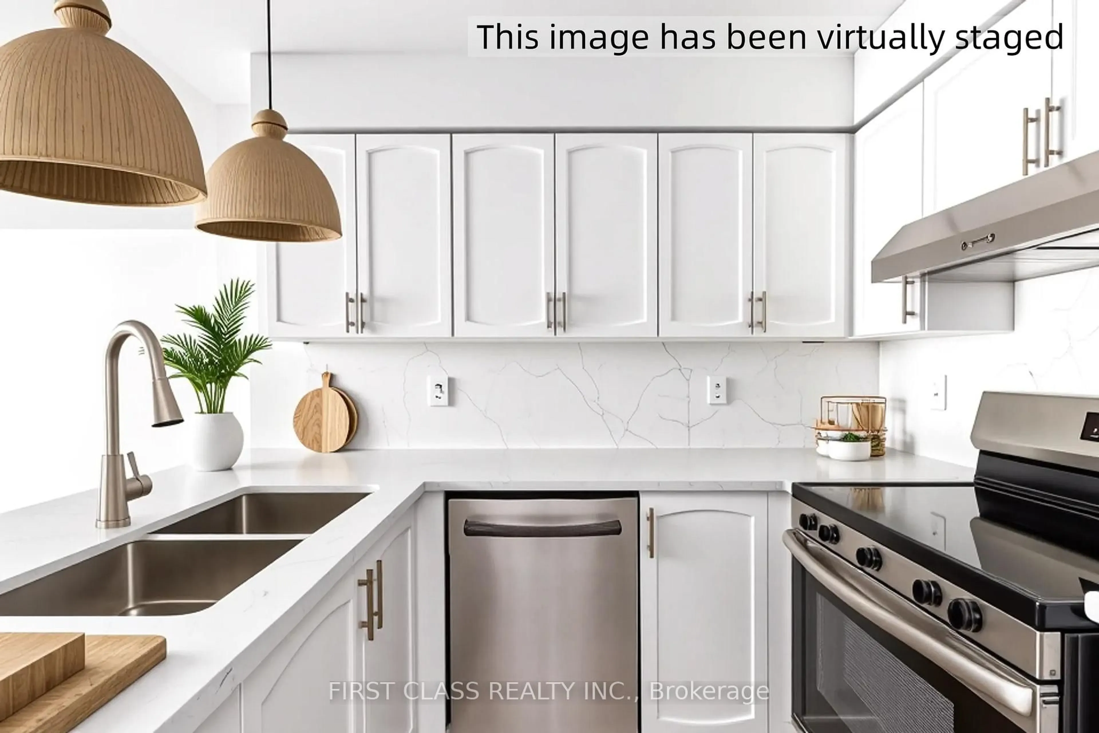 Contemporary kitchen, ceramic/tile floor for 5500 Yonge St #1905, Toronto Ontario M2N 7L1