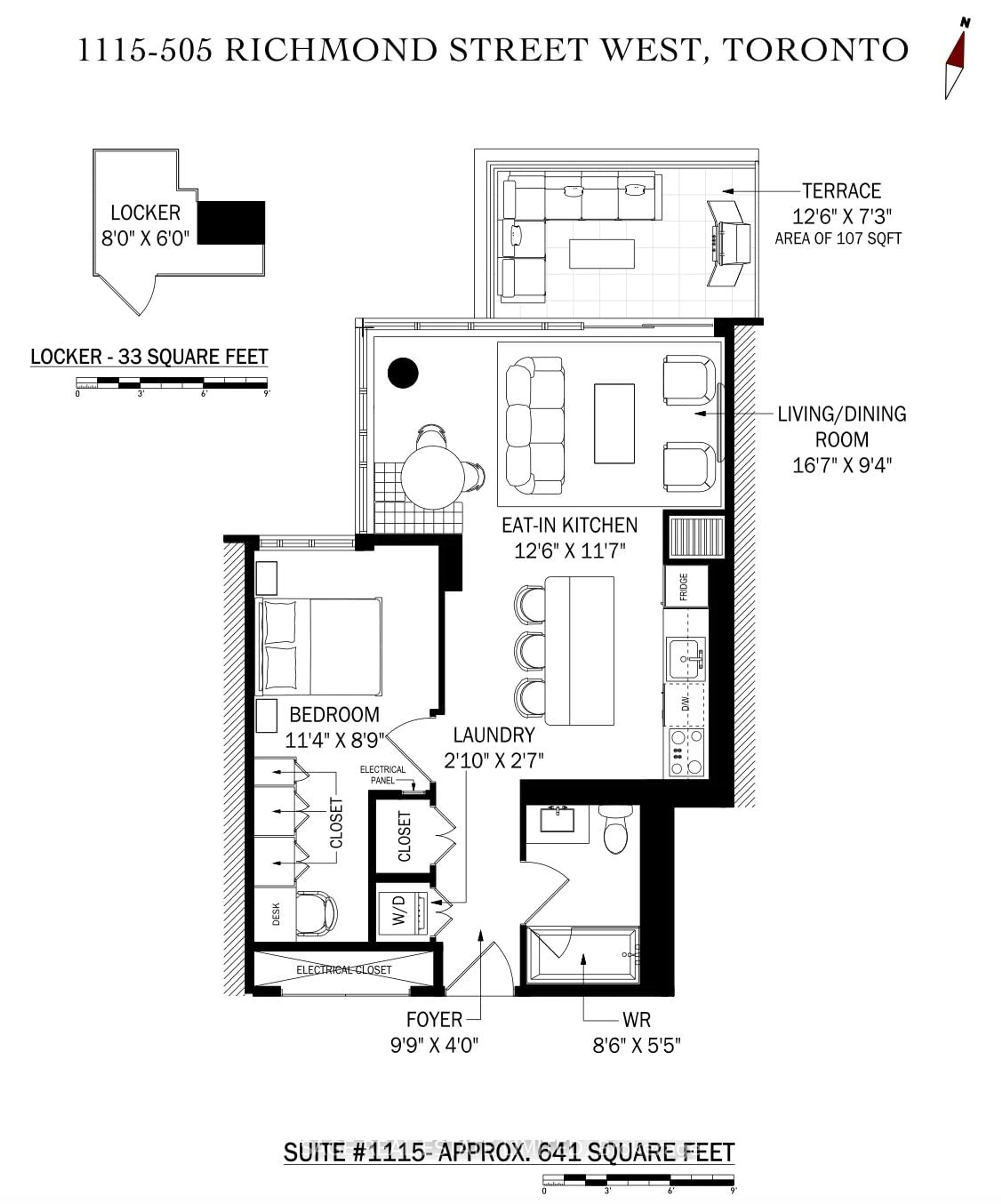 Floor plan for 505 Richmond St #1115, Toronto Ontario M5V 0P4