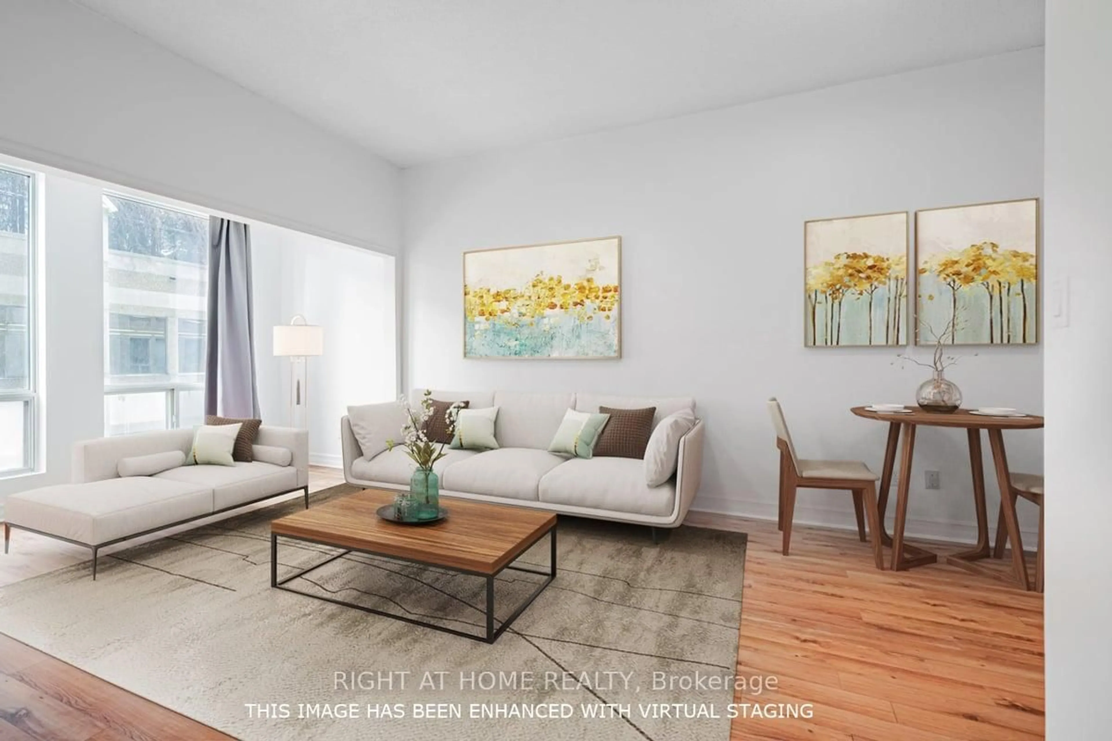 Living room with furniture, wood/laminate floor for 25 Grenville St #405, Toronto Ontario M4Y 2X5