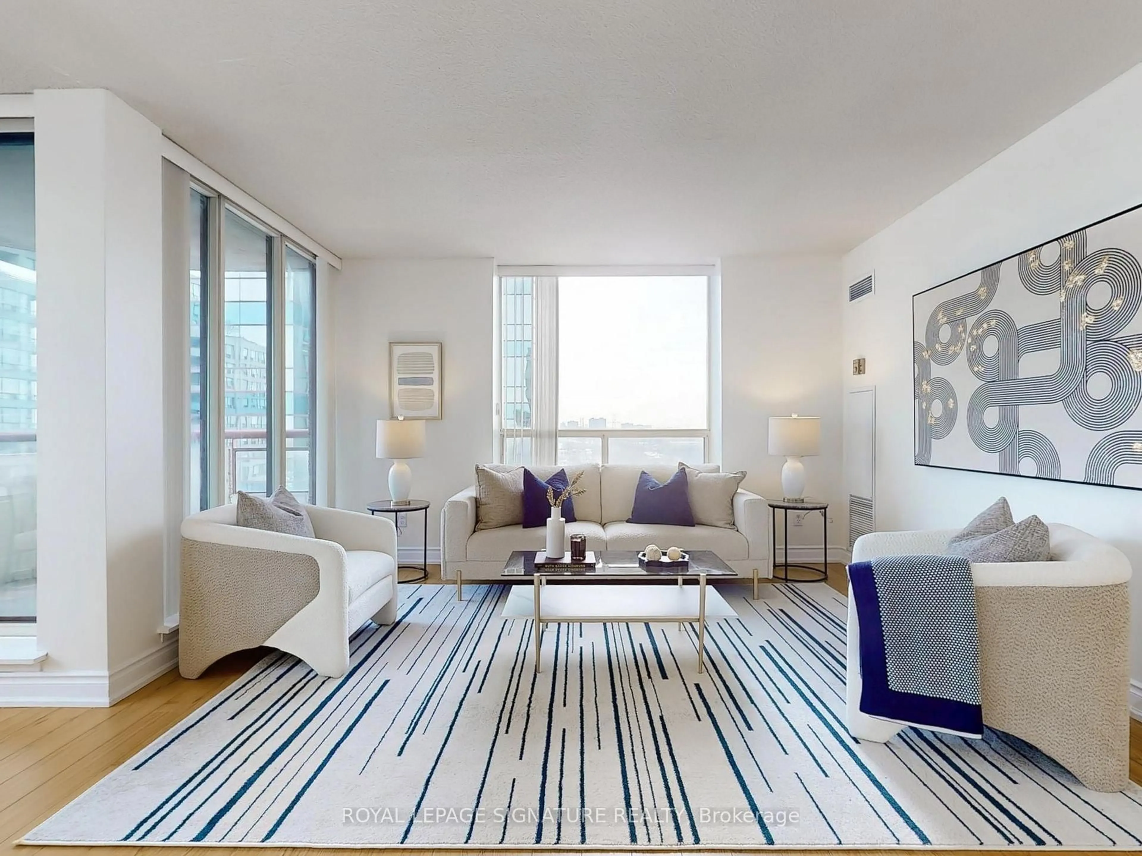 Living room with furniture, carpet floor for 5785 Yonge St #PH406, Toronto Ontario M2M 4J2