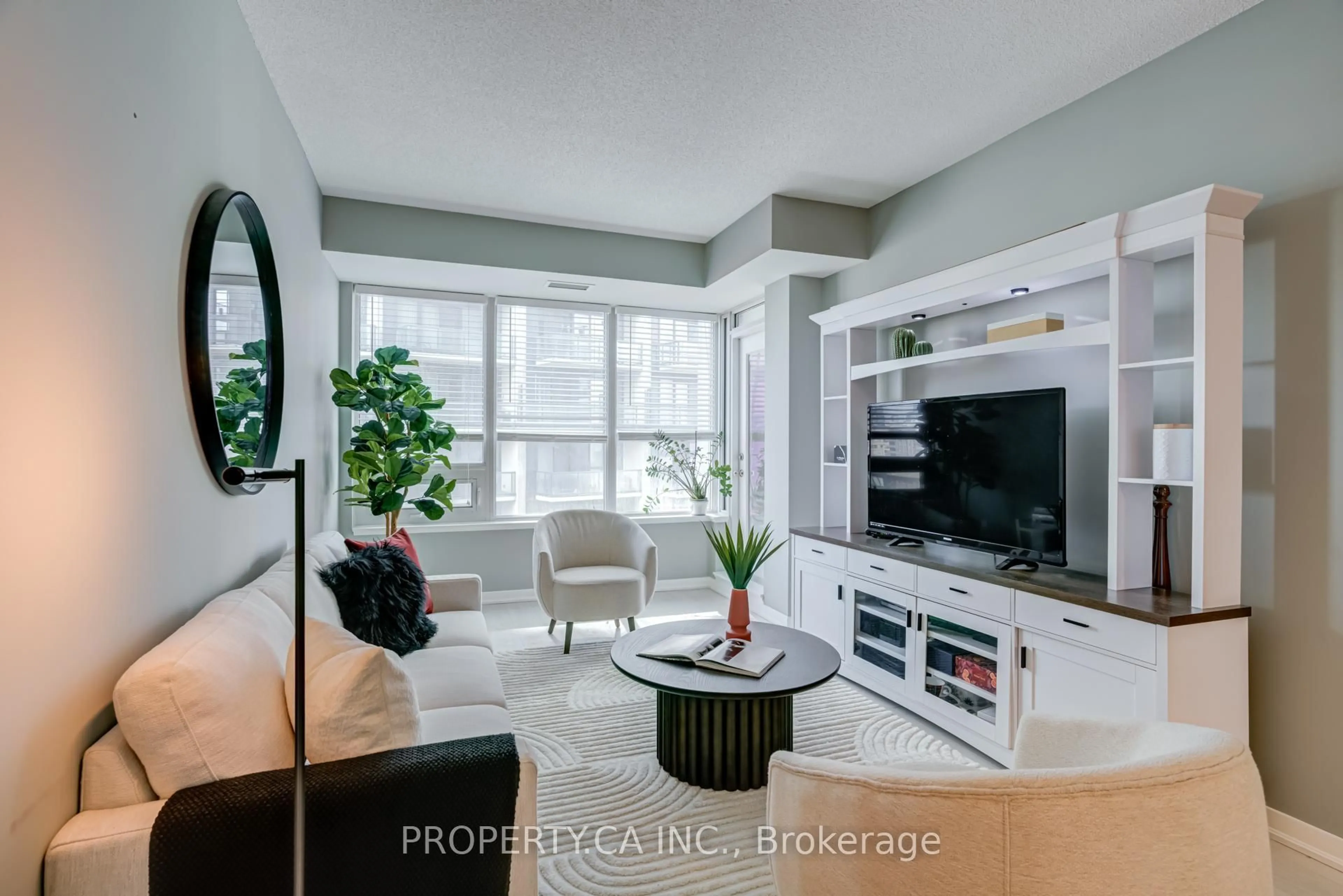 Living room with furniture, ceramic/tile floor for 55 East Liberty St #904, Toronto Ontario M6K 3P9