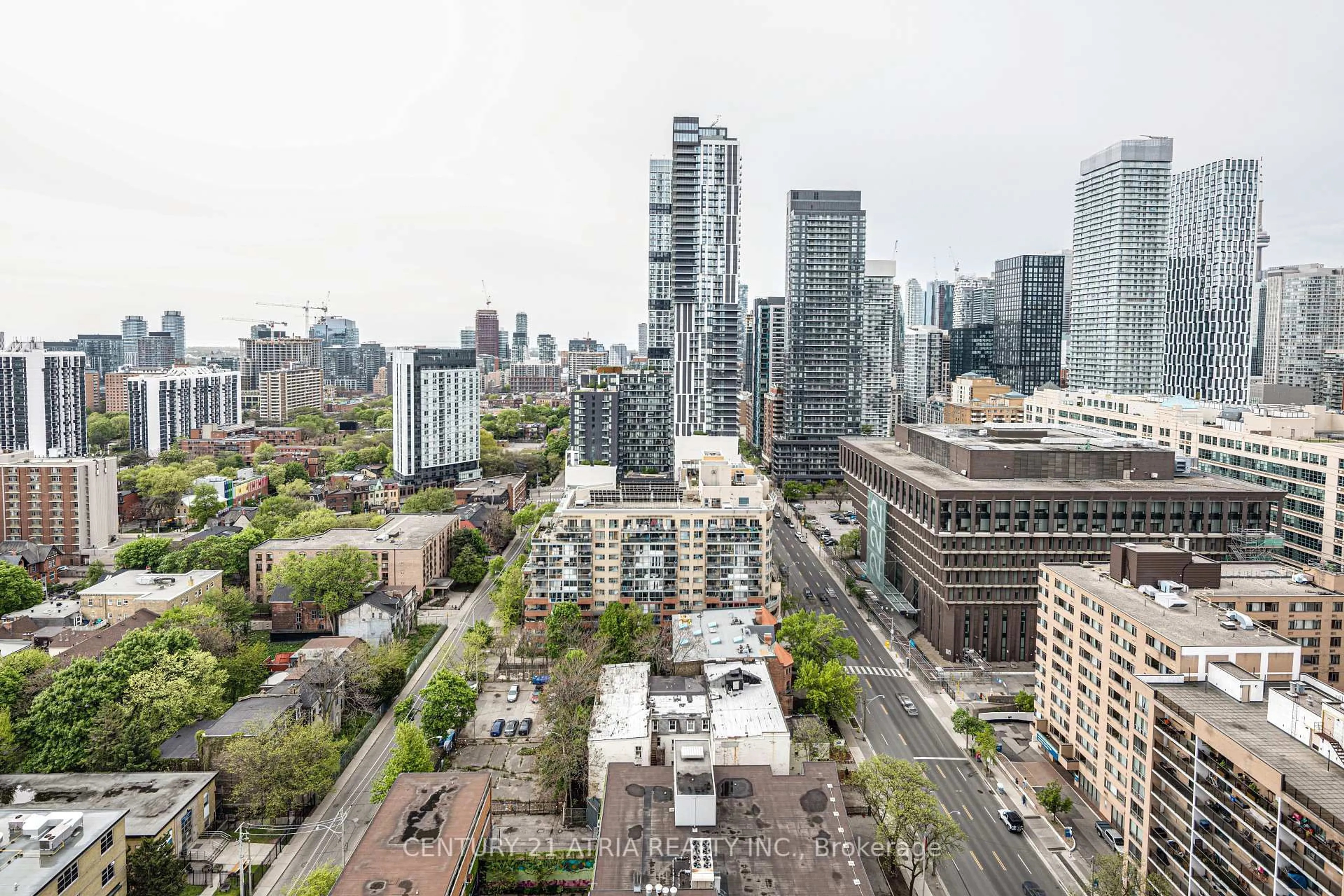 A pic from outside/outdoor area/front of a property/back of a property/a pic from drone, city buildings view from balcony for 319 Jarvis St #2515, Toronto Ontario M5B 0C8