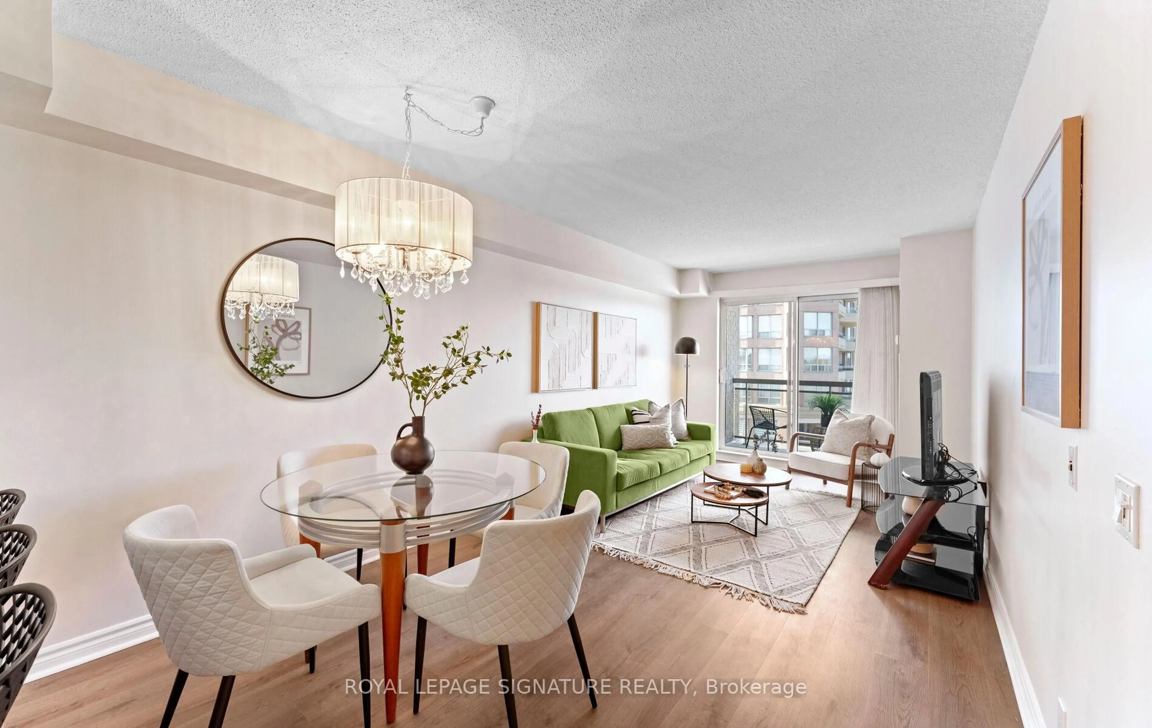 Living room with furniture, wood/laminate floor for 1720 Eglinton Ave #618, Toronto Ontario M4A 2X8