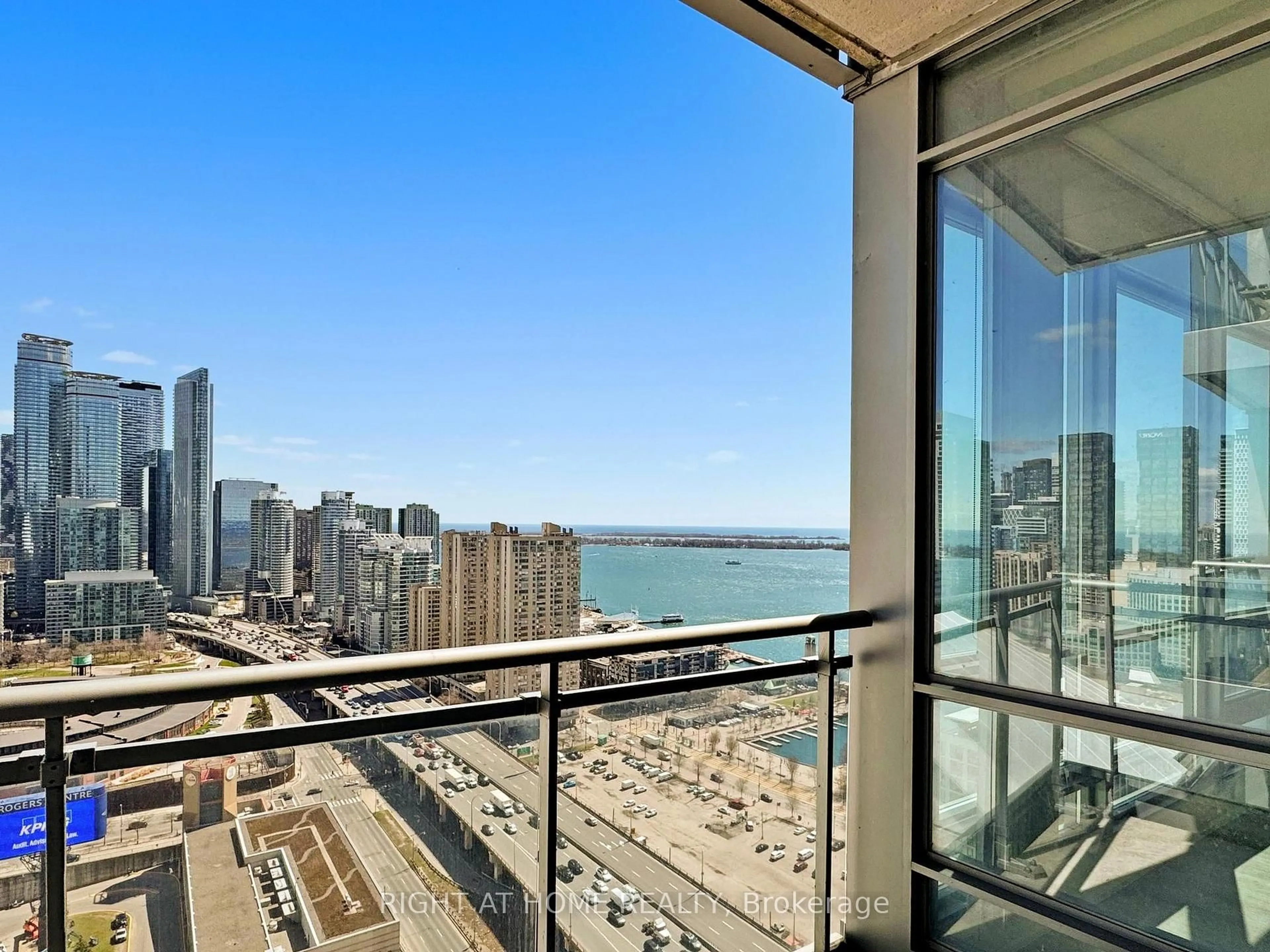 Balcony in the apartment, city buildings view from balcony for 5 Mariner Terr #3611, Toronto Ontario M5V 3V6