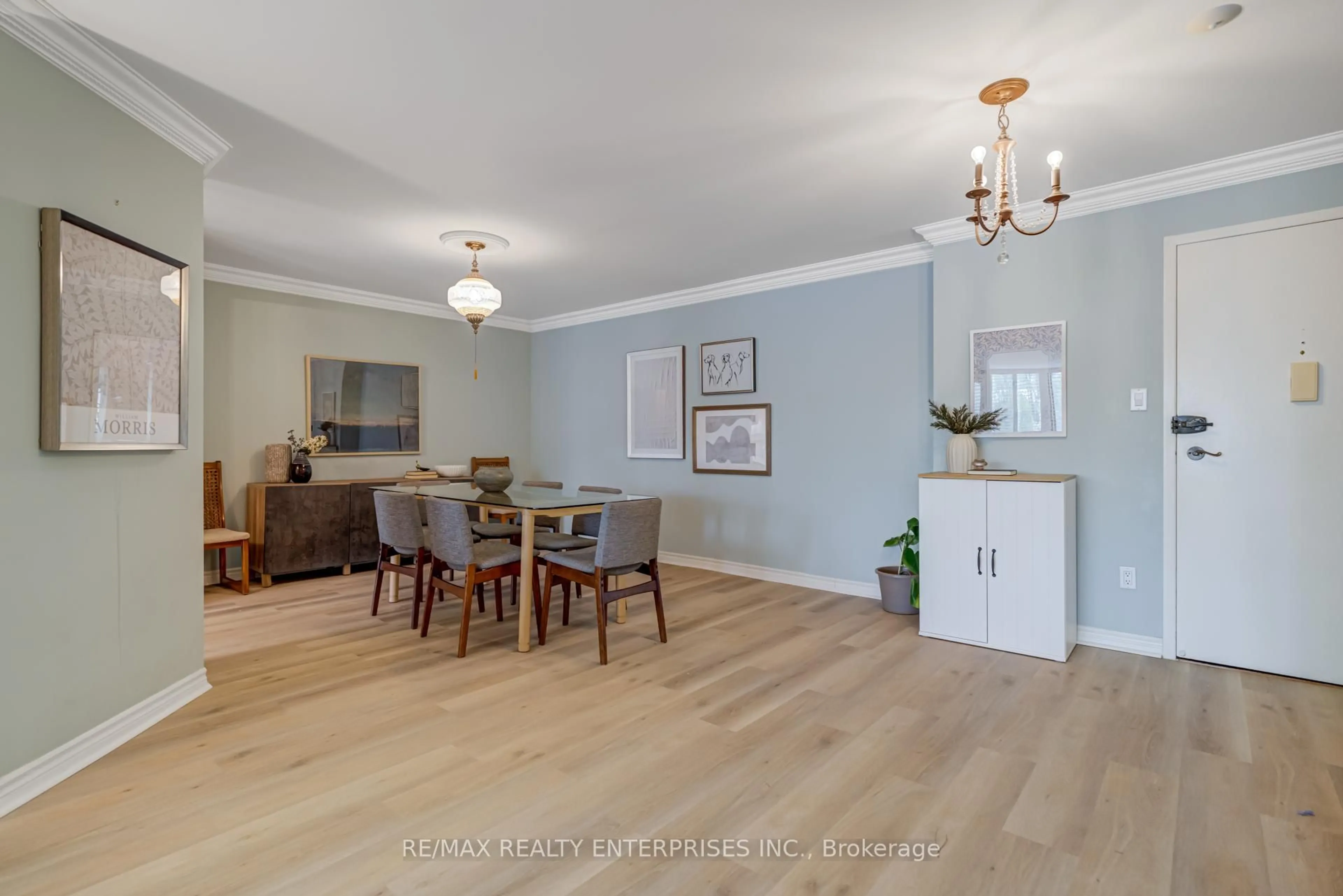 Dining room, wood/laminate floor for 65 Skymark Dr #204, Toronto Ontario M2H 3N9