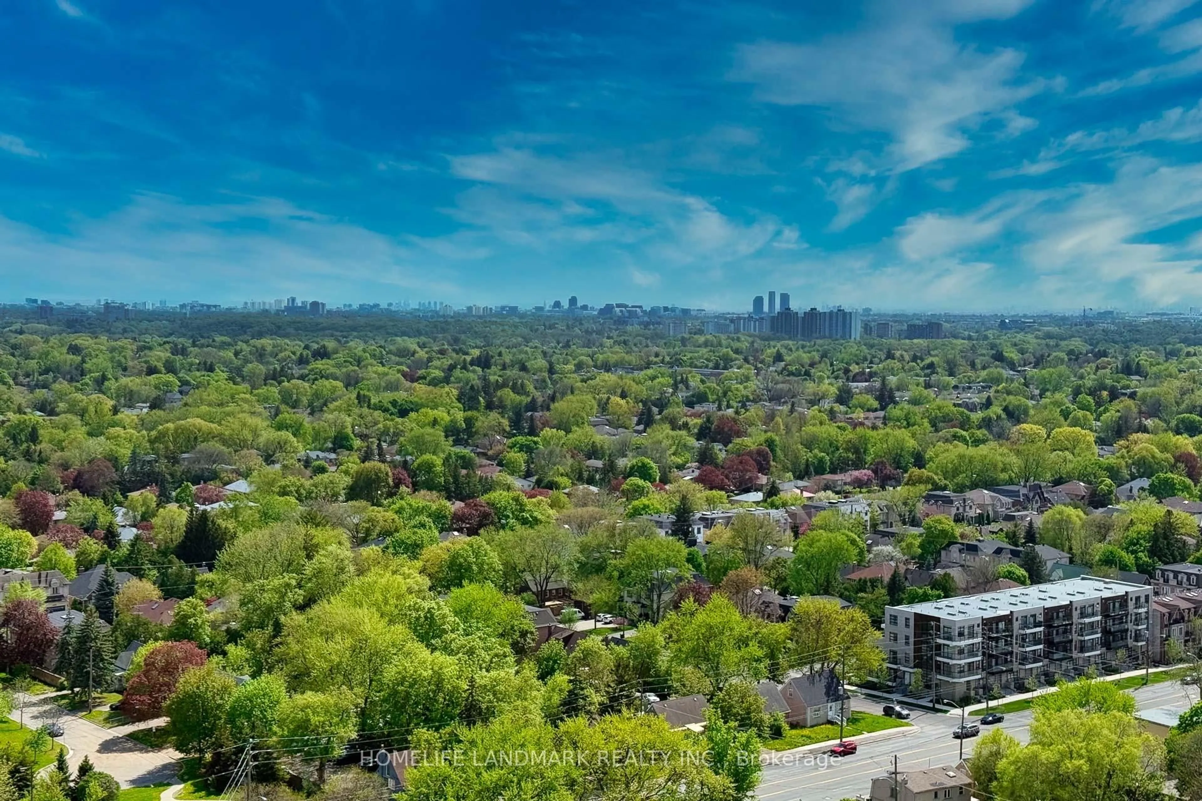 A pic from outside/outdoor area/front of a property/back of a property/a pic from drone, city buildings view from balcony for 25 Greenview Ave #2316, Toronto Ontario M2M 0A5