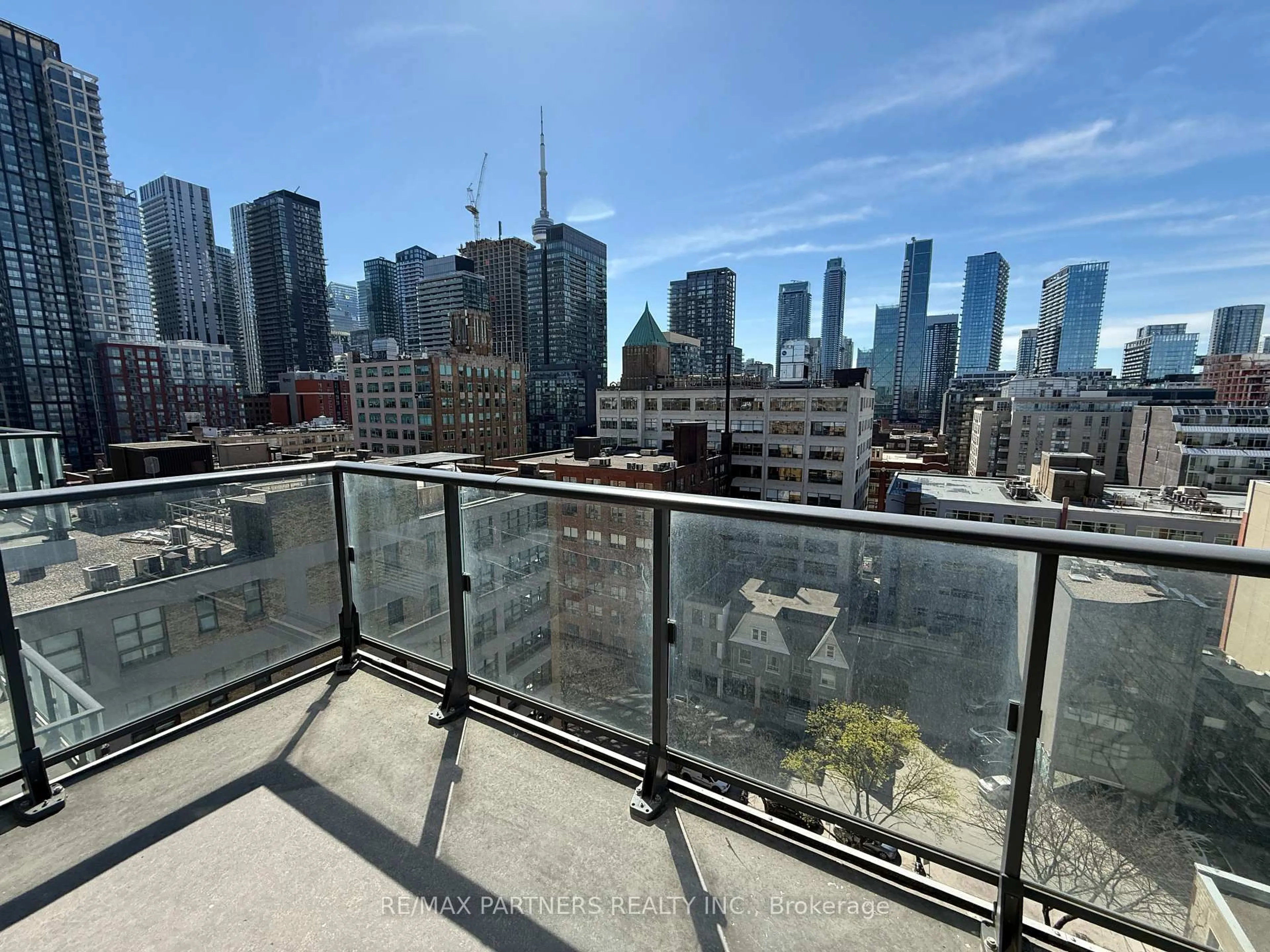 Balcony in the apartment, city buildings view from balcony for 435 Richmond St #1106, Toronto Ontario M5V 0N3