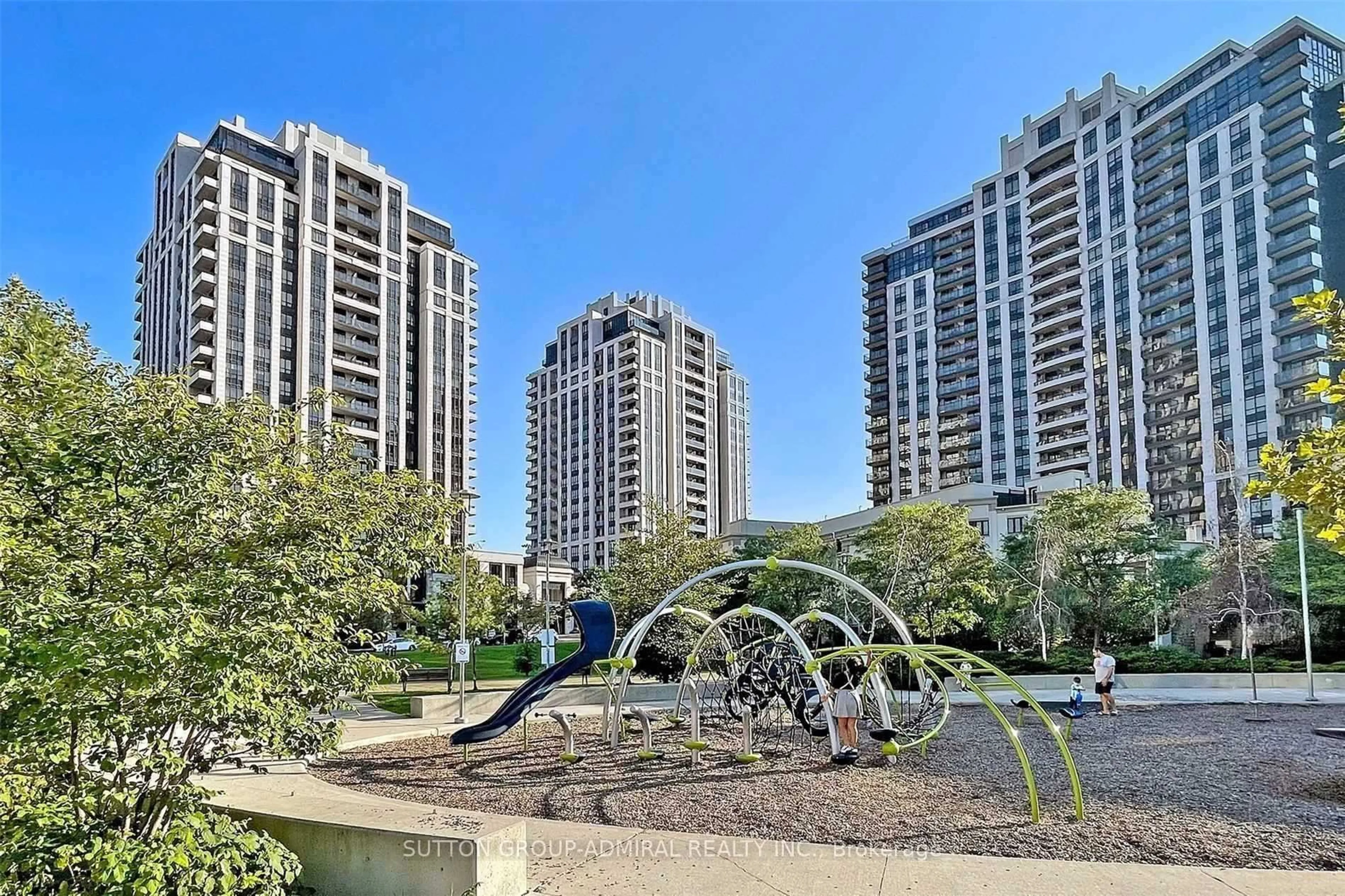 Patio, city buildings view from balcony for 100 Harrison Garden Blvd #1309, Toronto Ontario M2N 0C2
