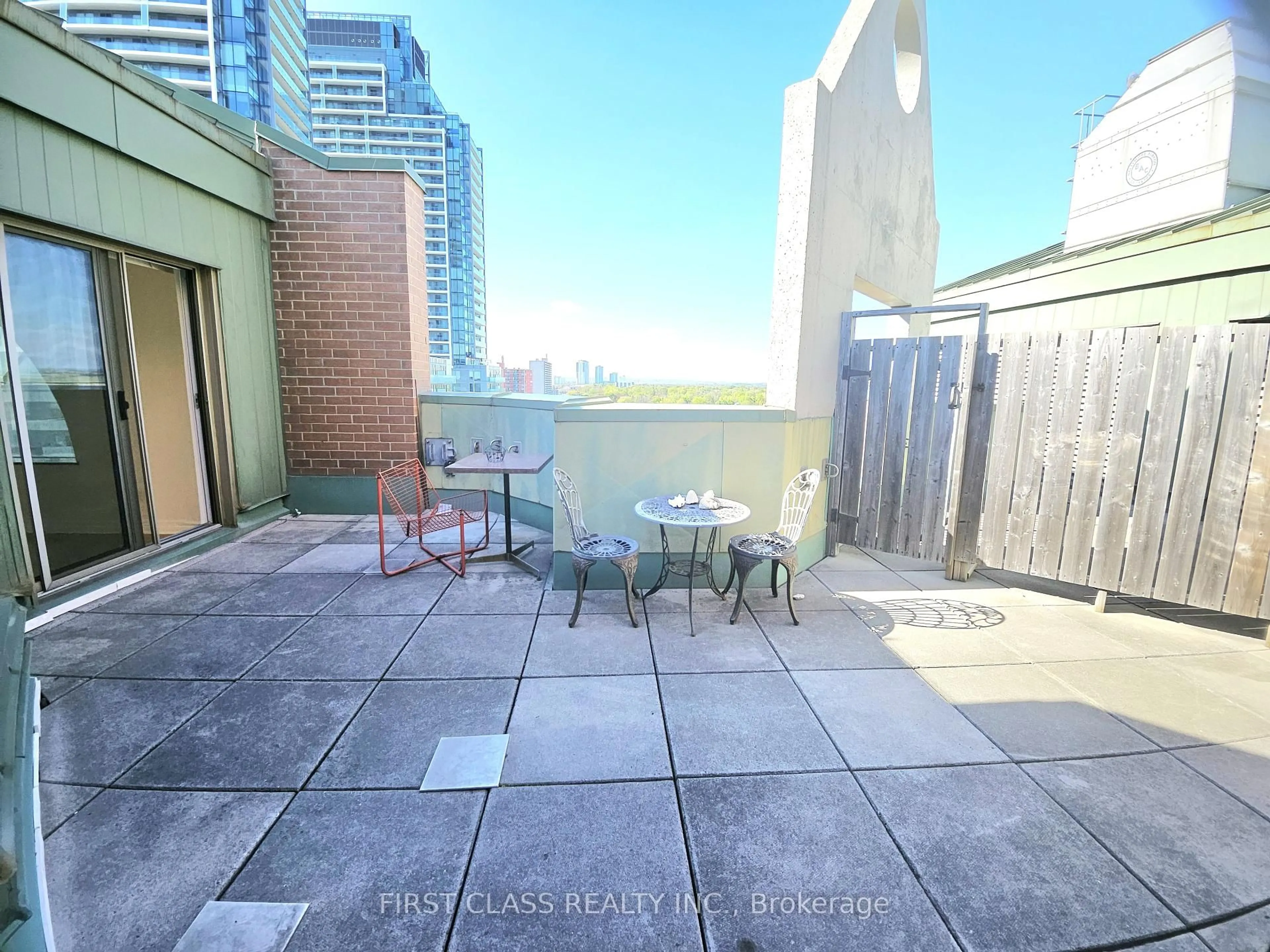 Patio, city buildings view from balcony for 5795 Yonge St #1205, Toronto Ontario M2M 4J3
