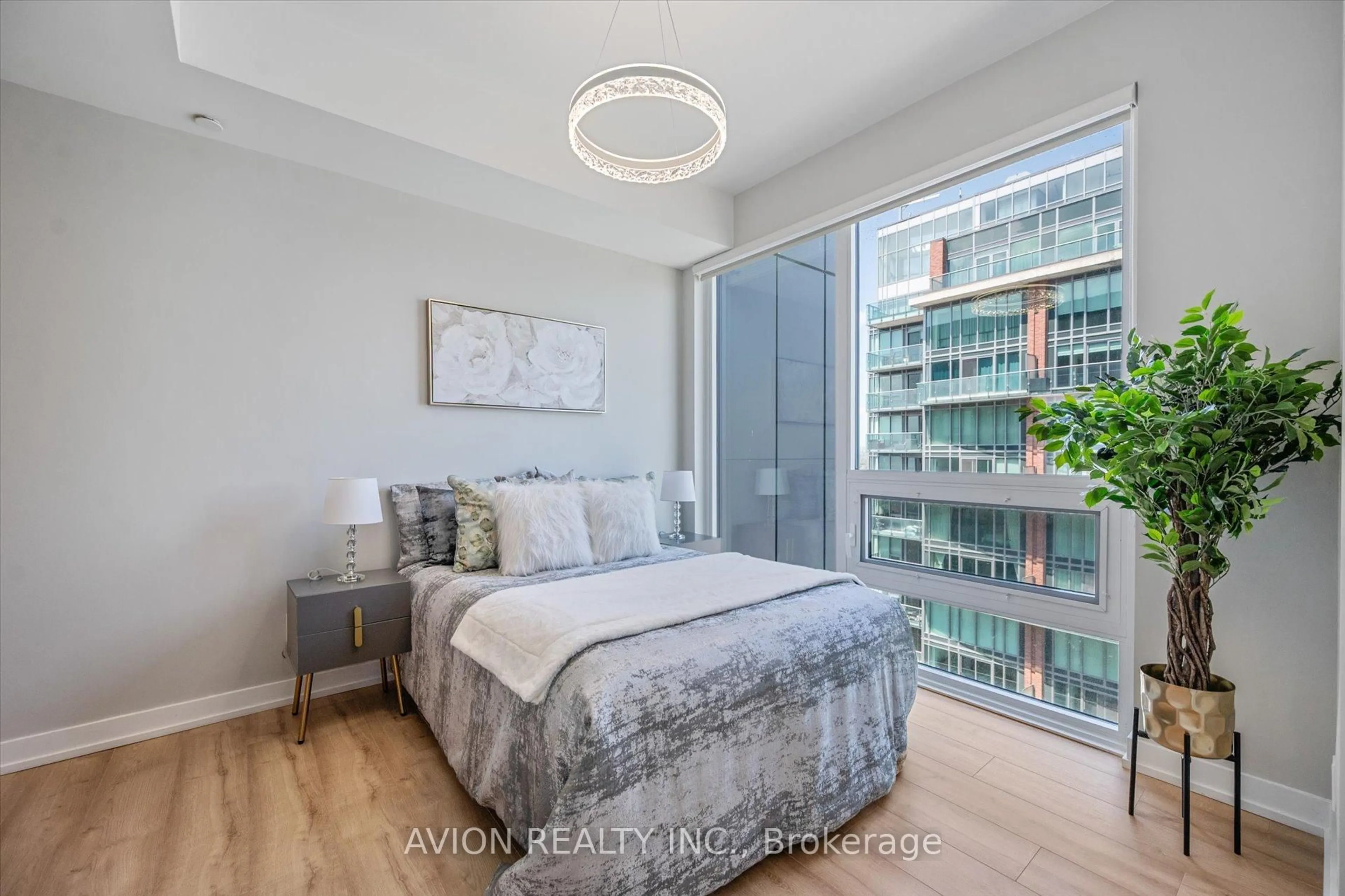 Bedroom with bed, wood/laminate floor for 135 East Liberty St #2609, Toronto Ontario M6K 0G7