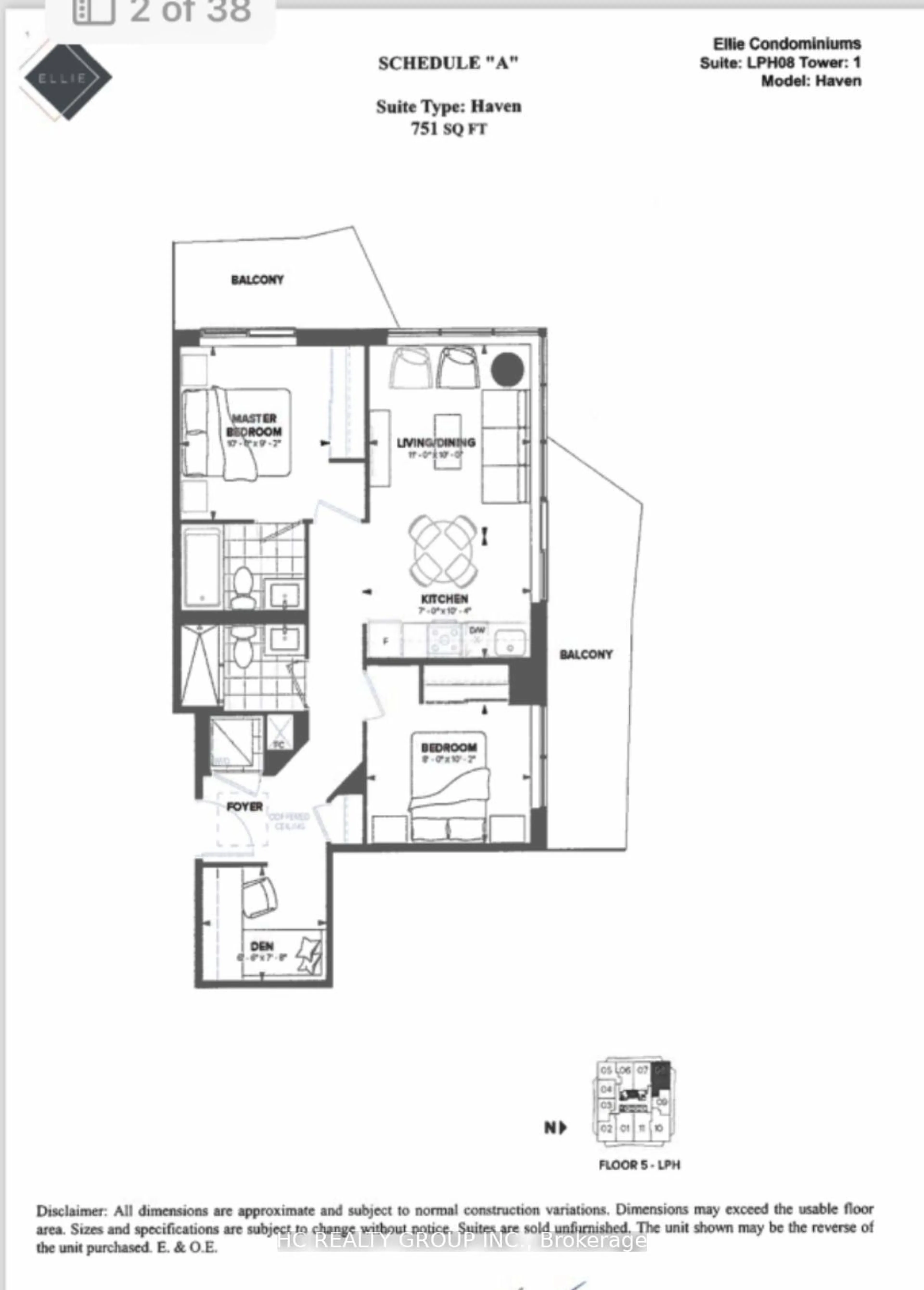 Floor plan for 15 Ellerslie Ave #LPH08, Toronto Ontario M2N 0L7