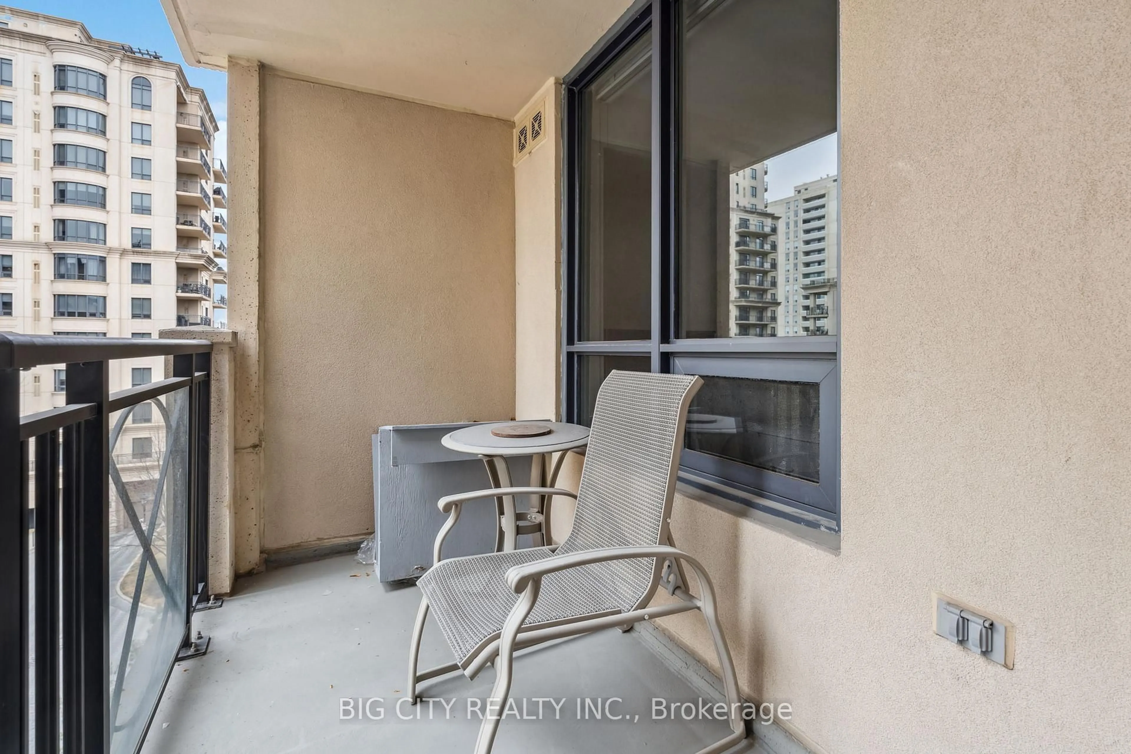 Balcony in the apartment, city buildings view from balcony for 650 Sheppard Ave #507, Toronto Ontario M2K 3E4