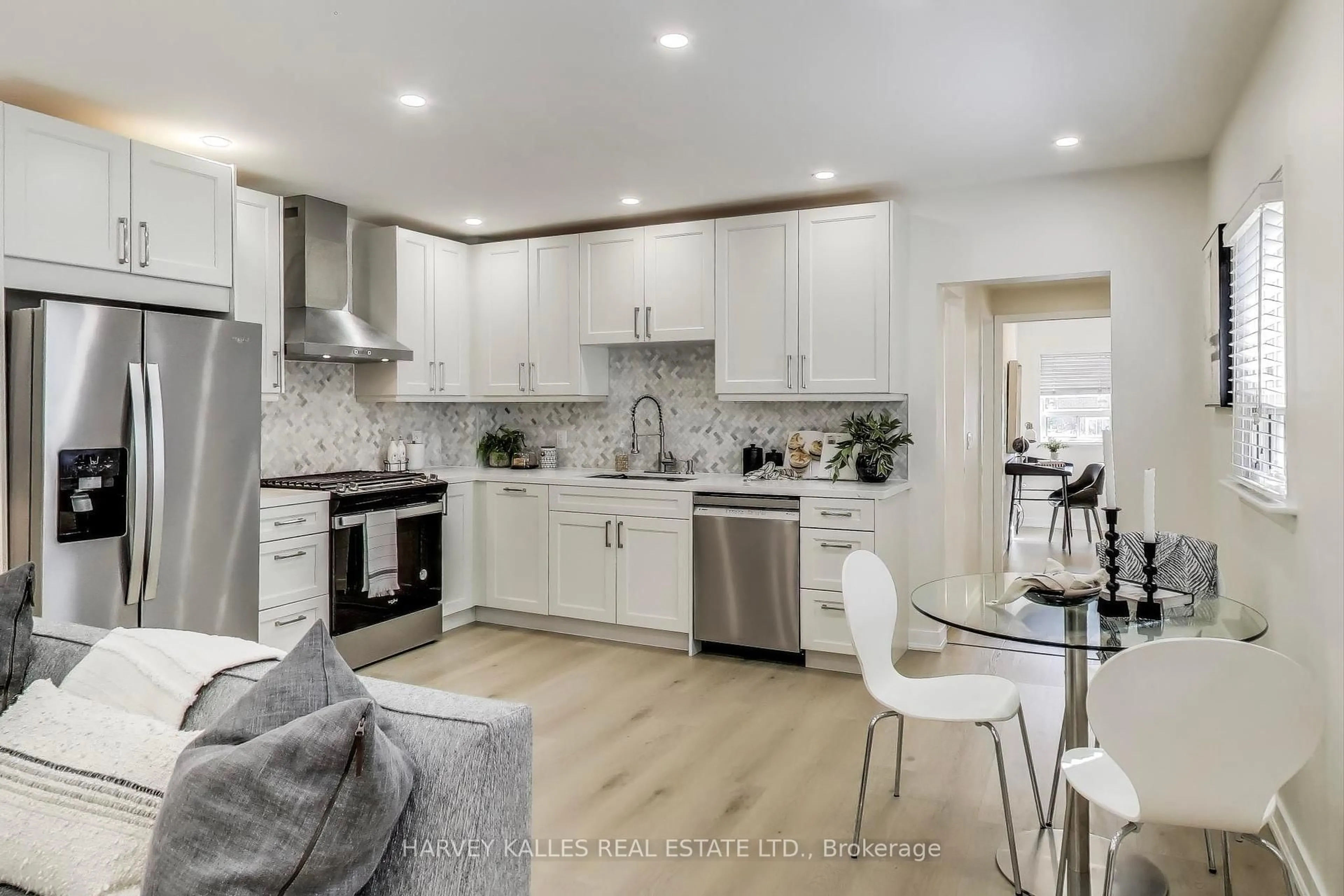 Open concept kitchen, ceramic/tile floor for 463 Westmount Ave, Toronto Ontario M6E 3N4