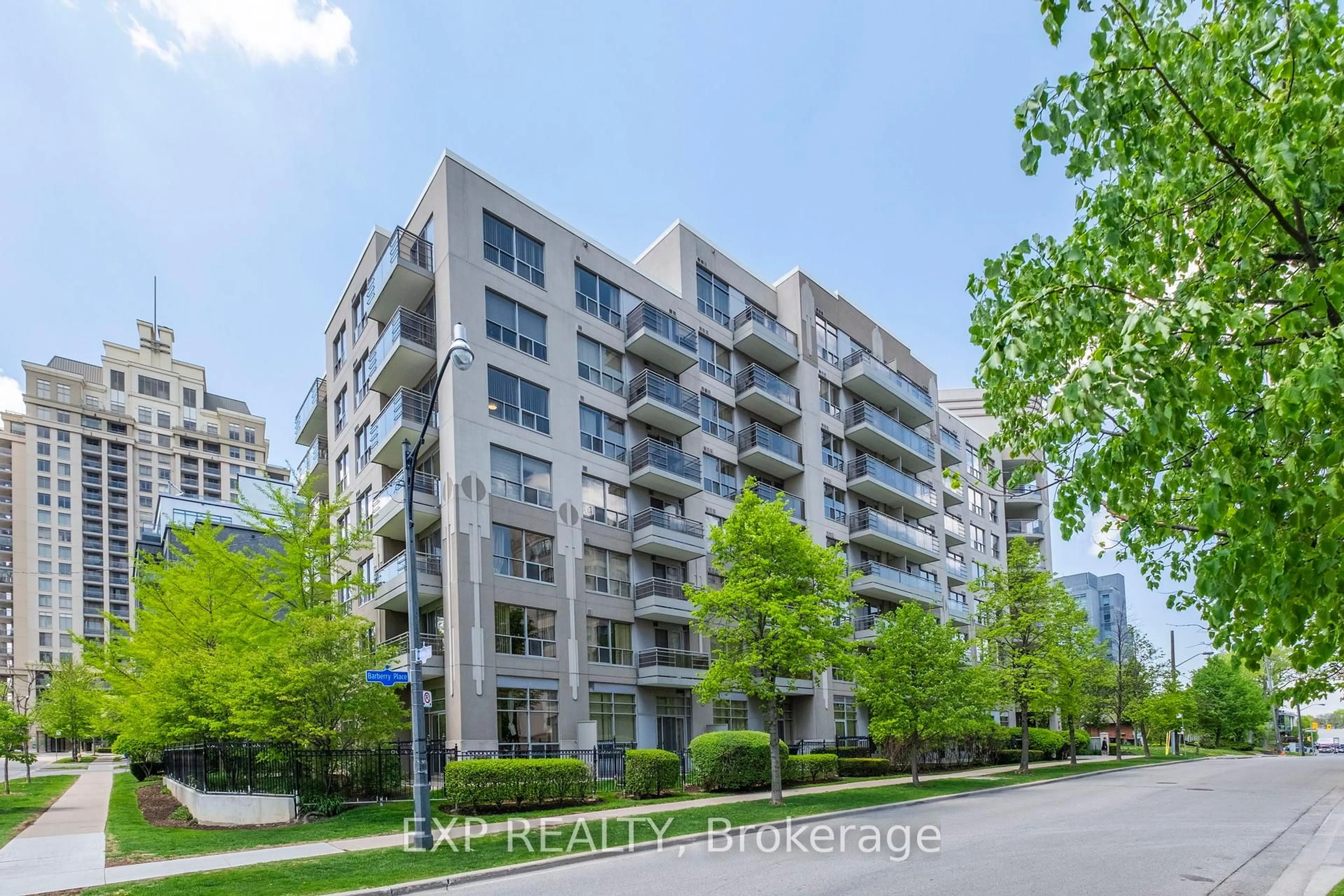 A pic from outside/outdoor area/front of a property/back of a property/a pic from drone, street for 19 Barberry Pl #510, Toronto Ontario M2K 3E3