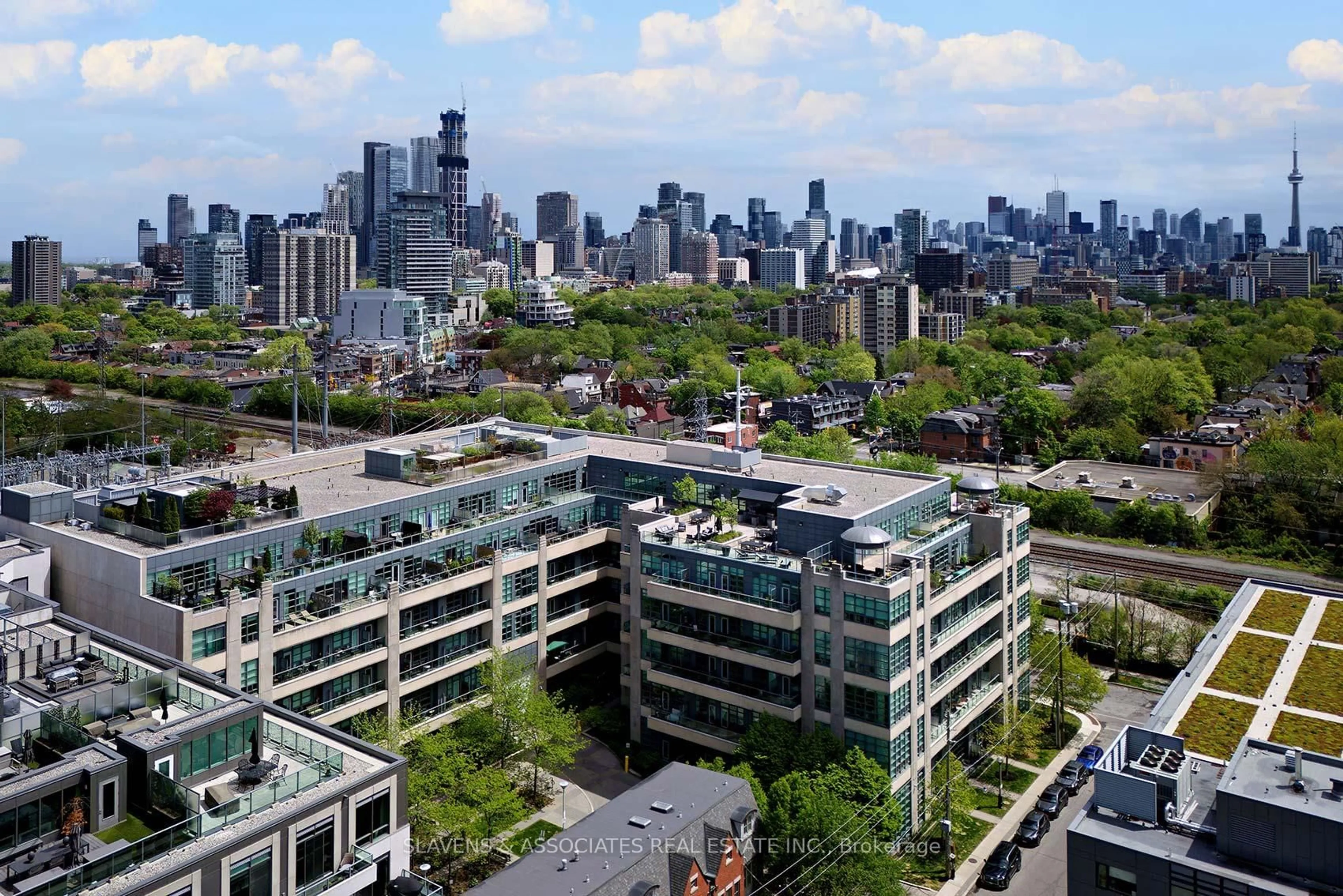 A pic from outside/outdoor area/front of a property/back of a property/a pic from drone, city buildings view from balcony for 380 Macpherson Ave #408, Toronto Ontario M4V 3E3