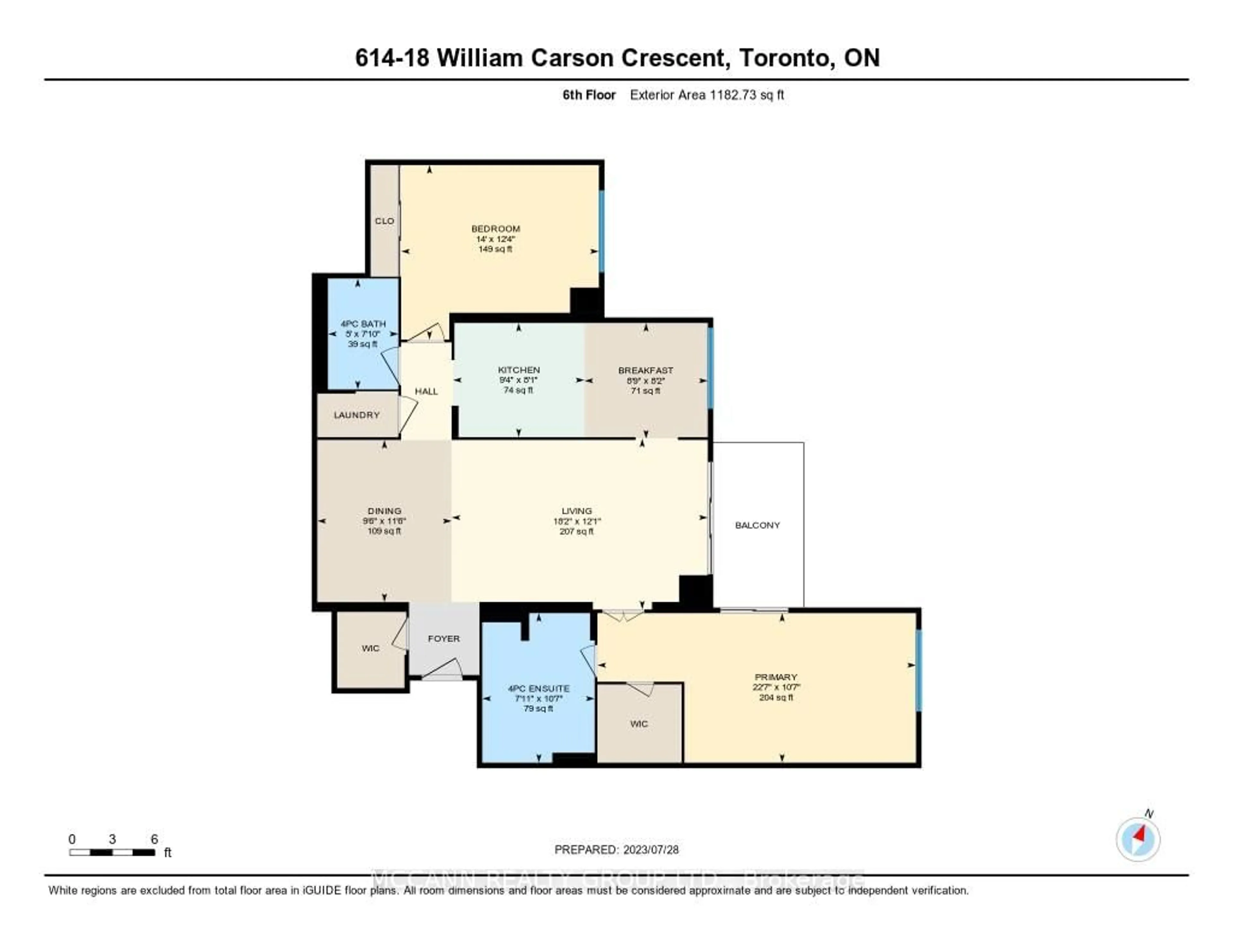 Floor plan for 18 William Carson Cres #614, Toronto Ontario M2P 2G6