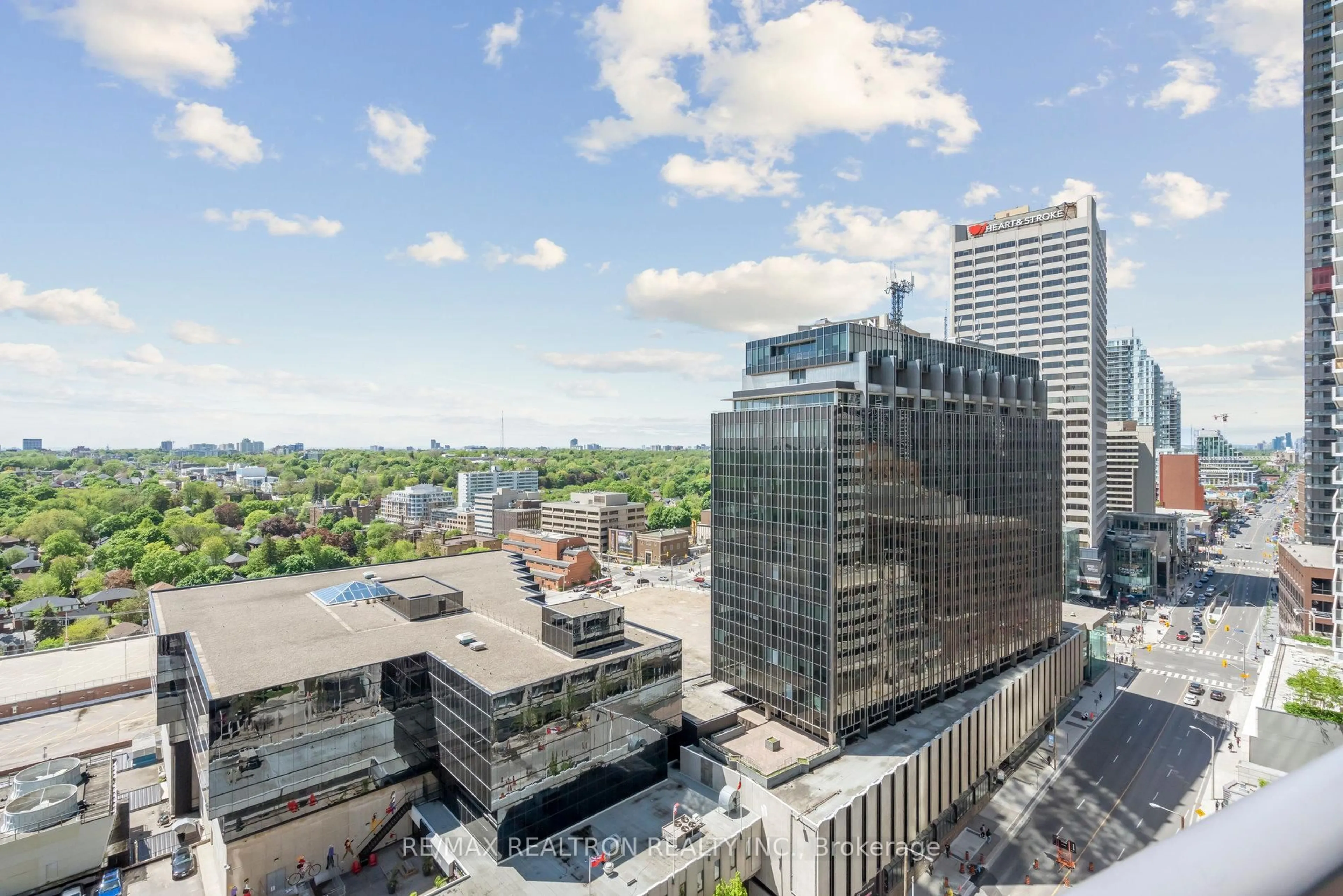 A pic from outside/outdoor area/front of a property/back of a property/a pic from drone, city buildings view from balcony for 2181 Yonge St #1908, Toronto Ontario M4S 3H7