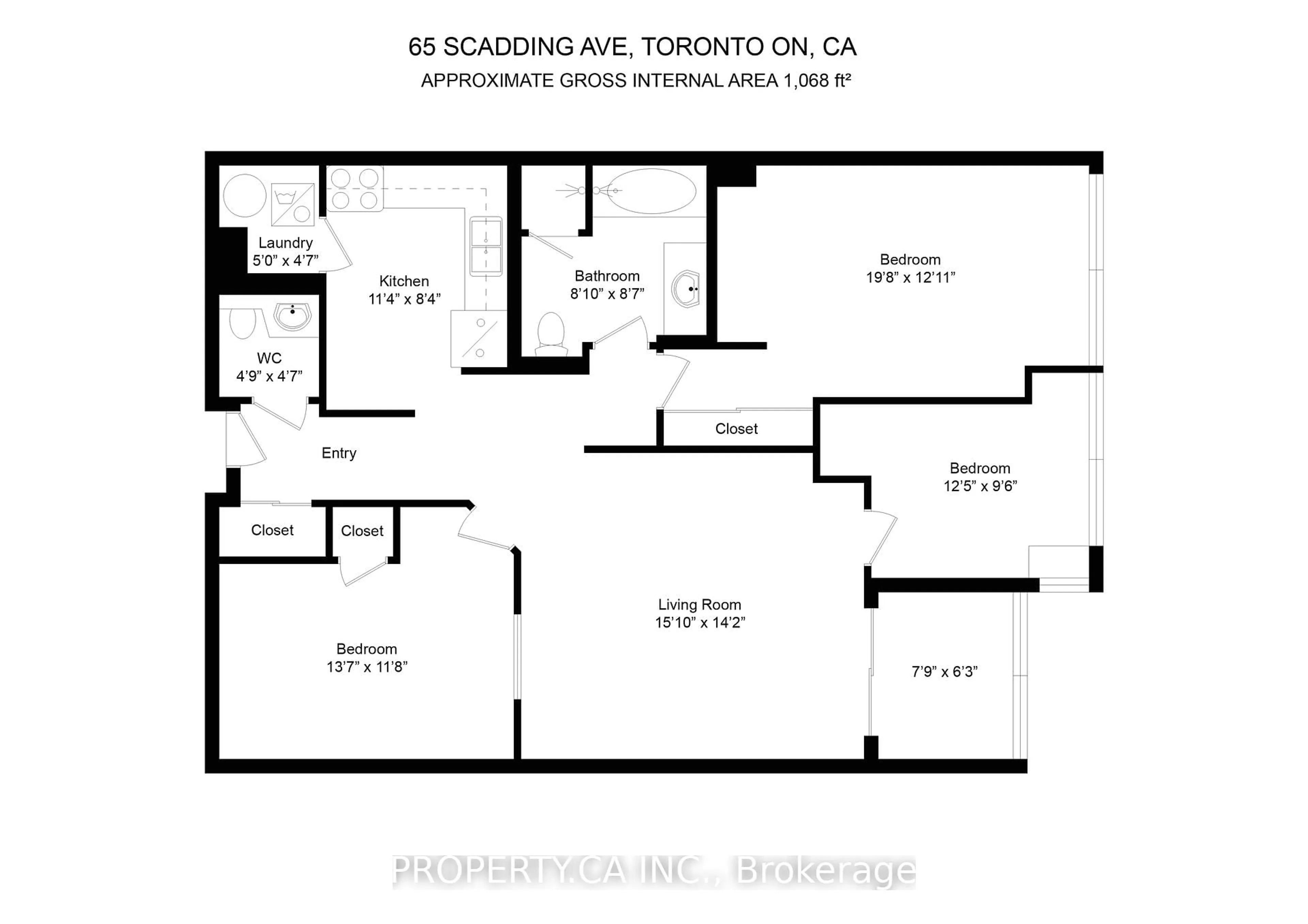 Floor plan for 65 Scadding Ave #608, Toronto Ontario M5A 4L1