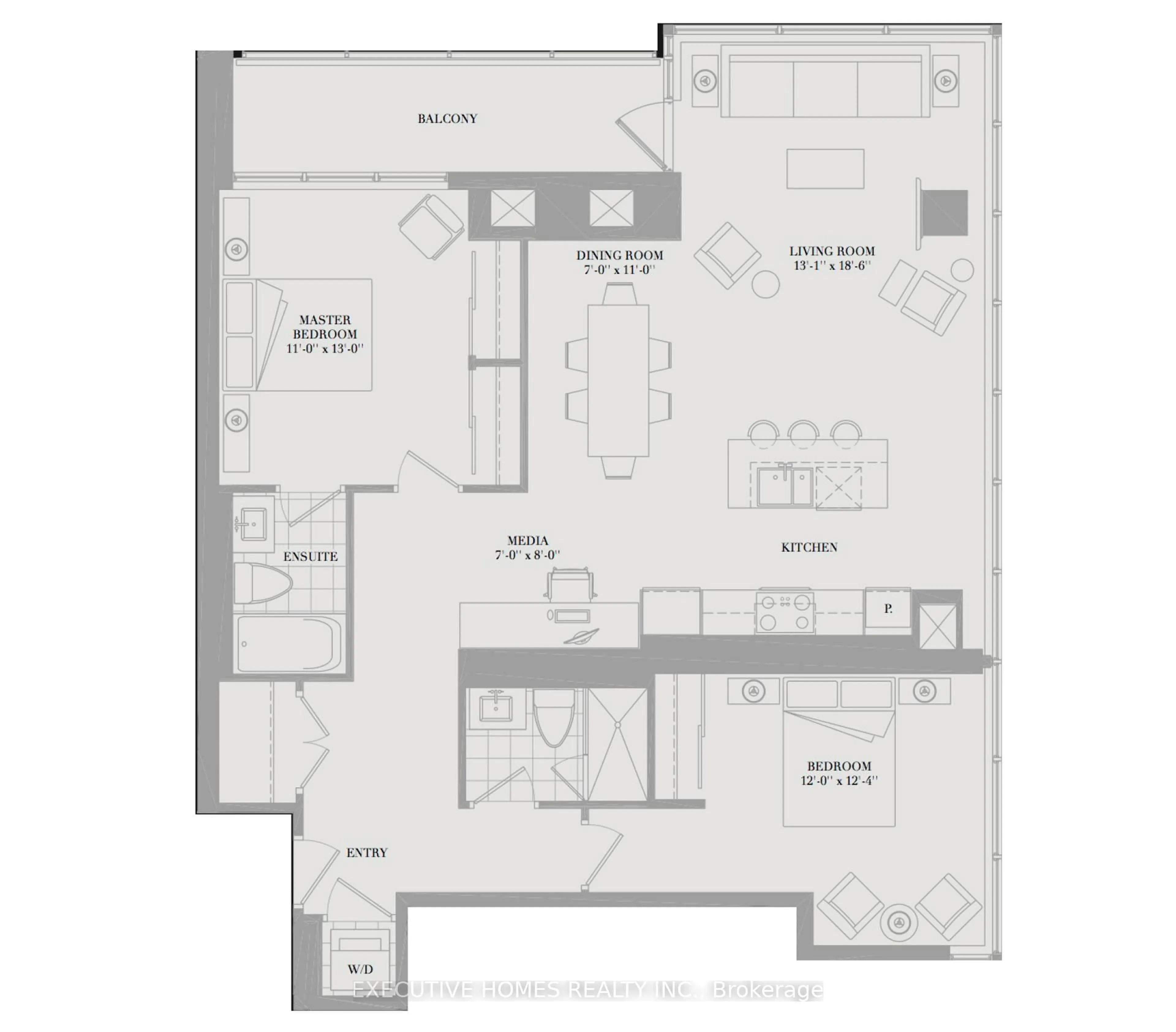 Floor plan for 80 John St #2912, Toronto Ontario M5V 3X4