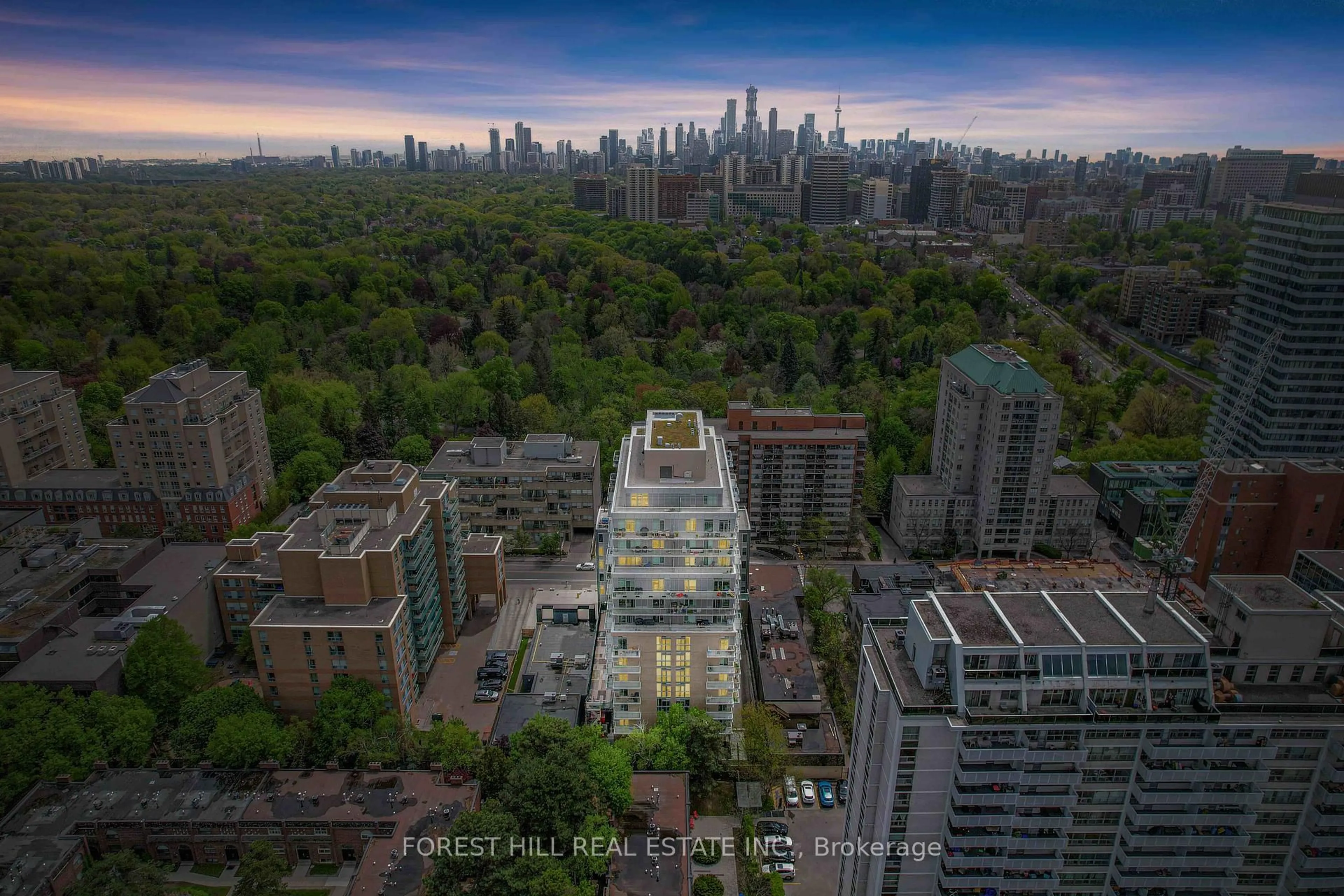 A pic from outside/outdoor area/front of a property/back of a property/a pic from drone, city buildings view from balcony for 68 Merton St #502, Toronto Ontario M4S 1A1