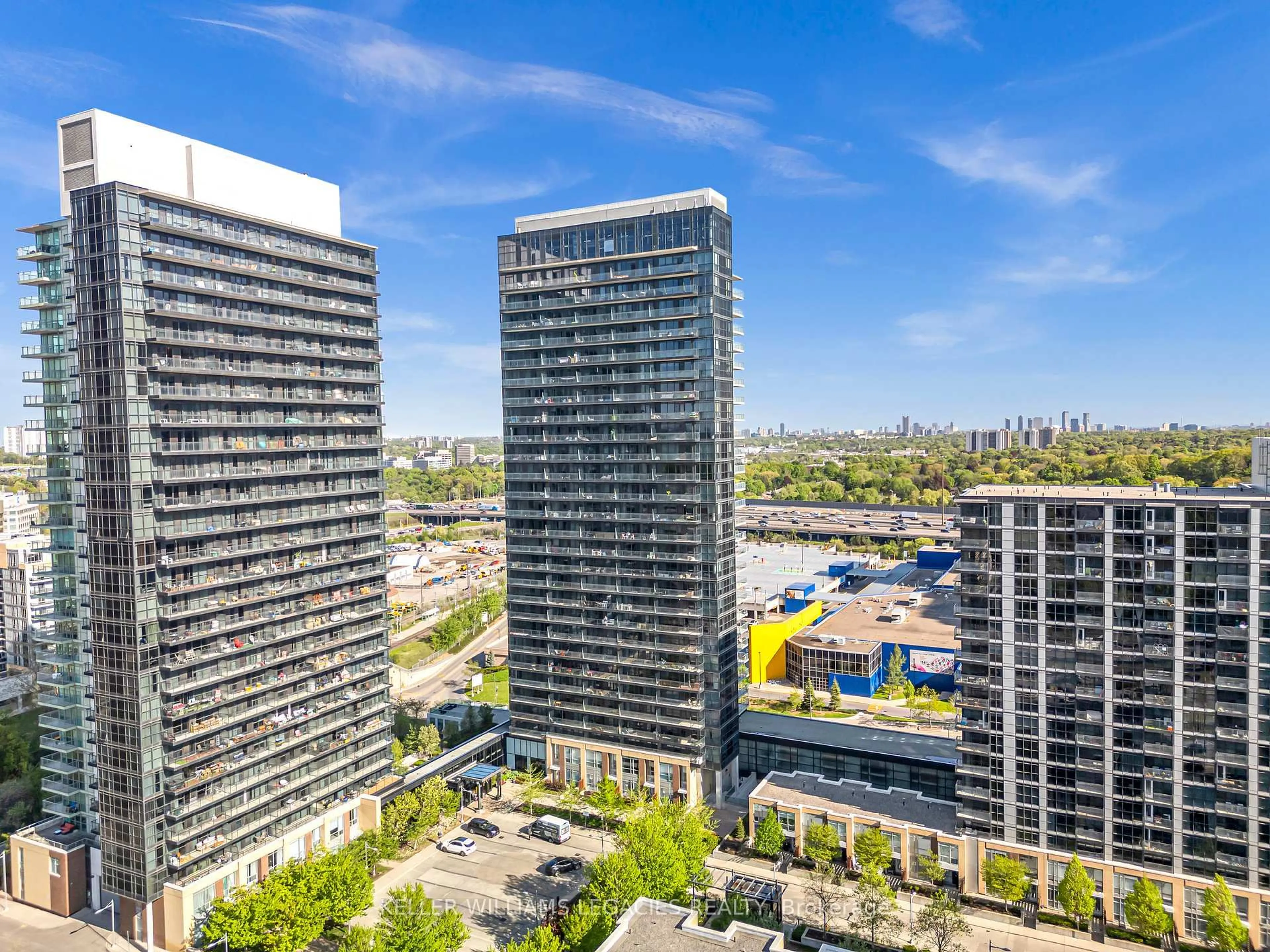 A pic from outside/outdoor area/front of a property/back of a property/a pic from drone, city buildings view from balcony for 29 Singer Crt #2702, Toronto Ontario M2K 0B3