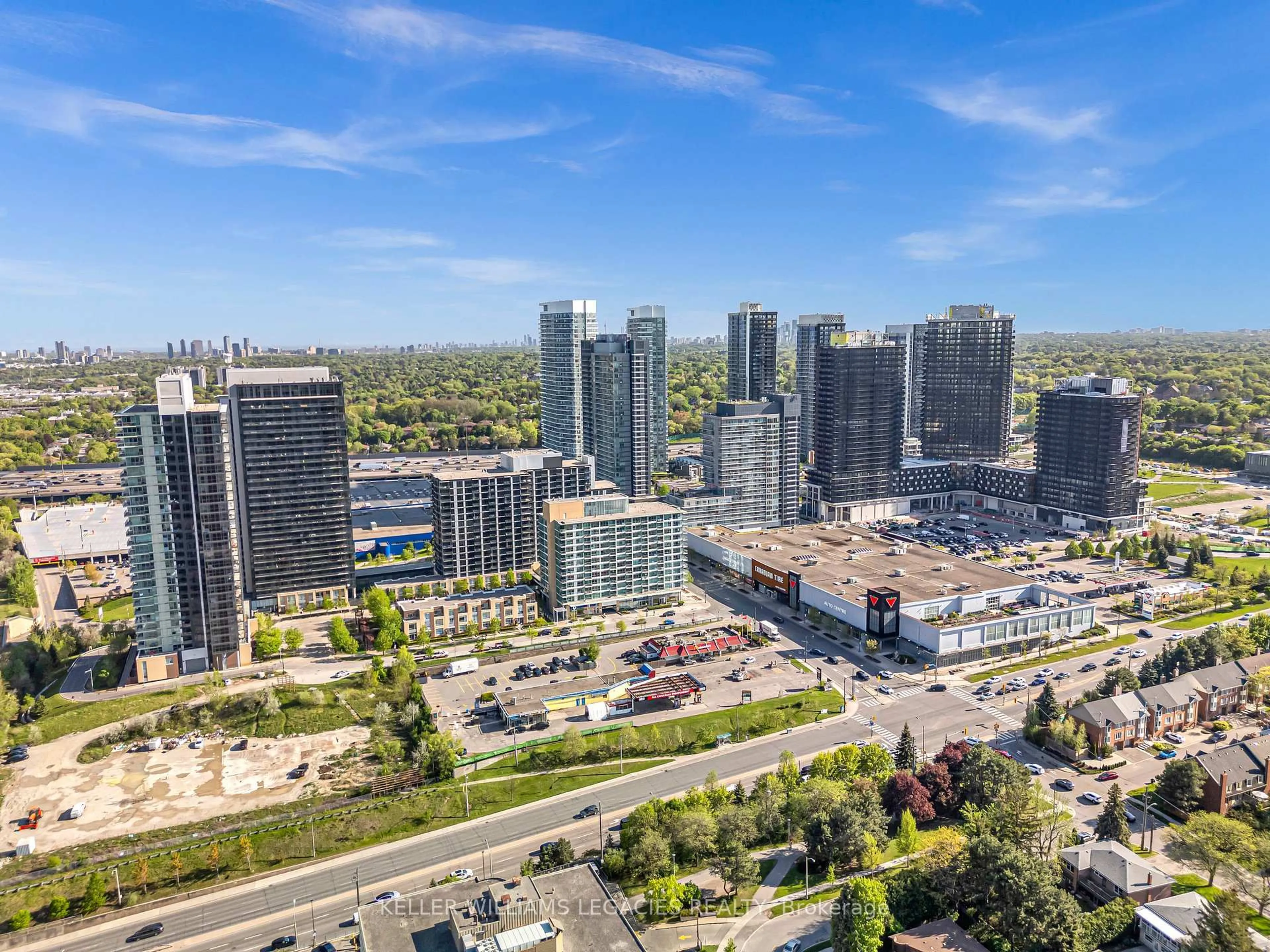 A pic from outside/outdoor area/front of a property/back of a property/a pic from drone, city buildings view from balcony for 29 Singer Crt #2702, Toronto Ontario M2K 0B3