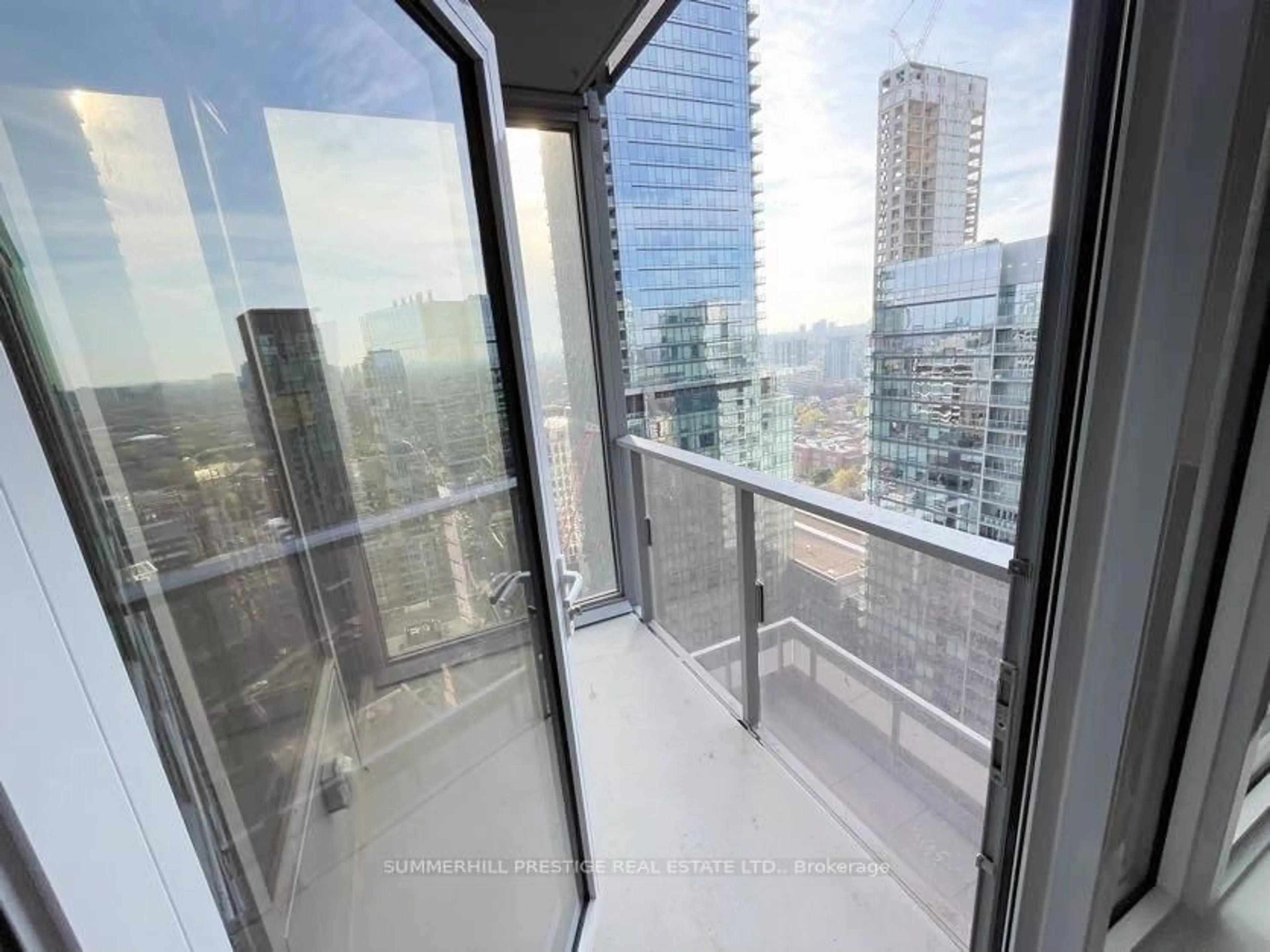 Balcony in the apartment, city buildings view from balcony for 11 Yorkville Ave #2503, Toronto Ontario M4W 1L2