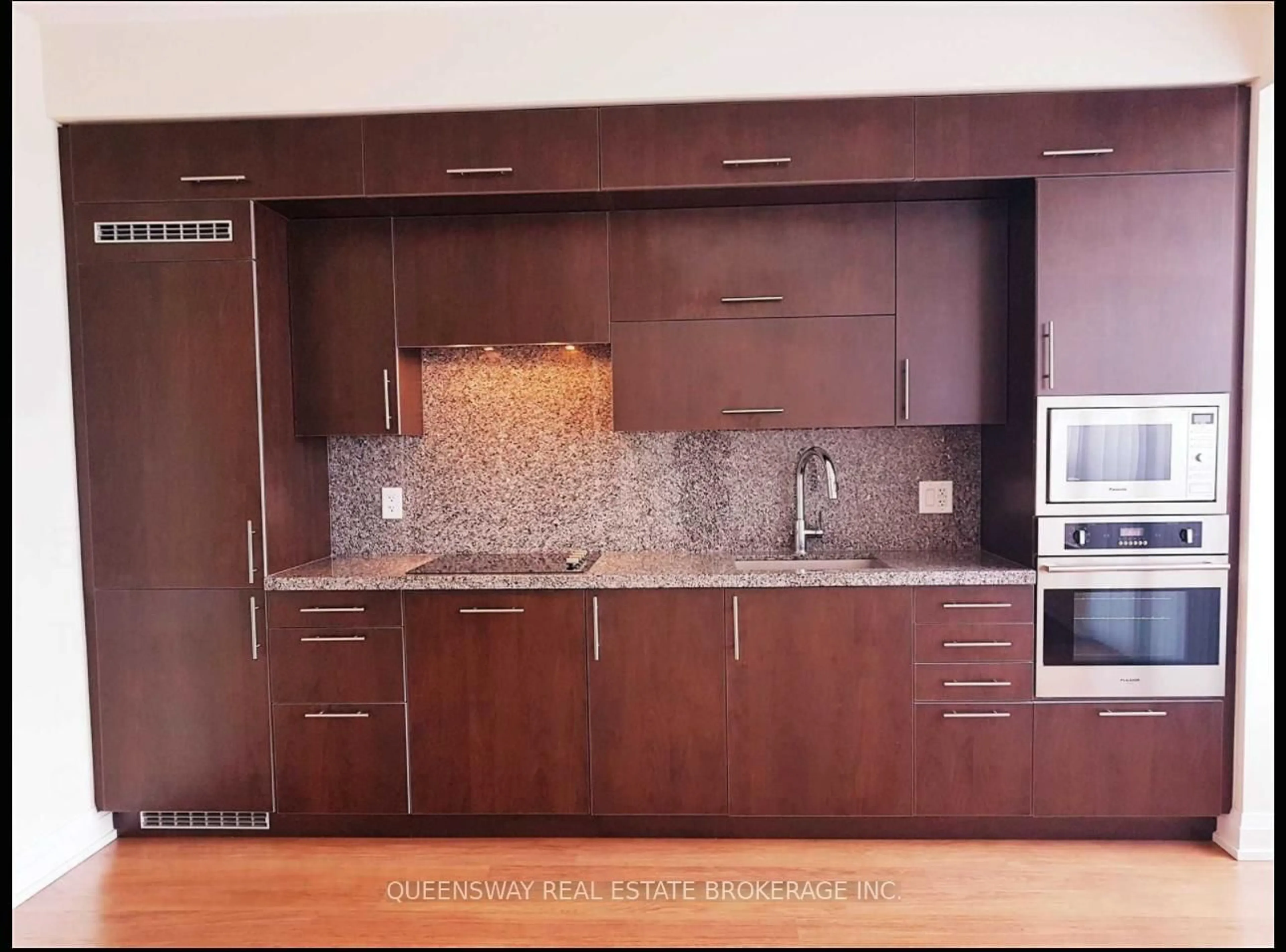 Contemporary kitchen, wood/laminate floor for 5 Sheppard Ave #3624, Toronto Ontario M2N 0G4