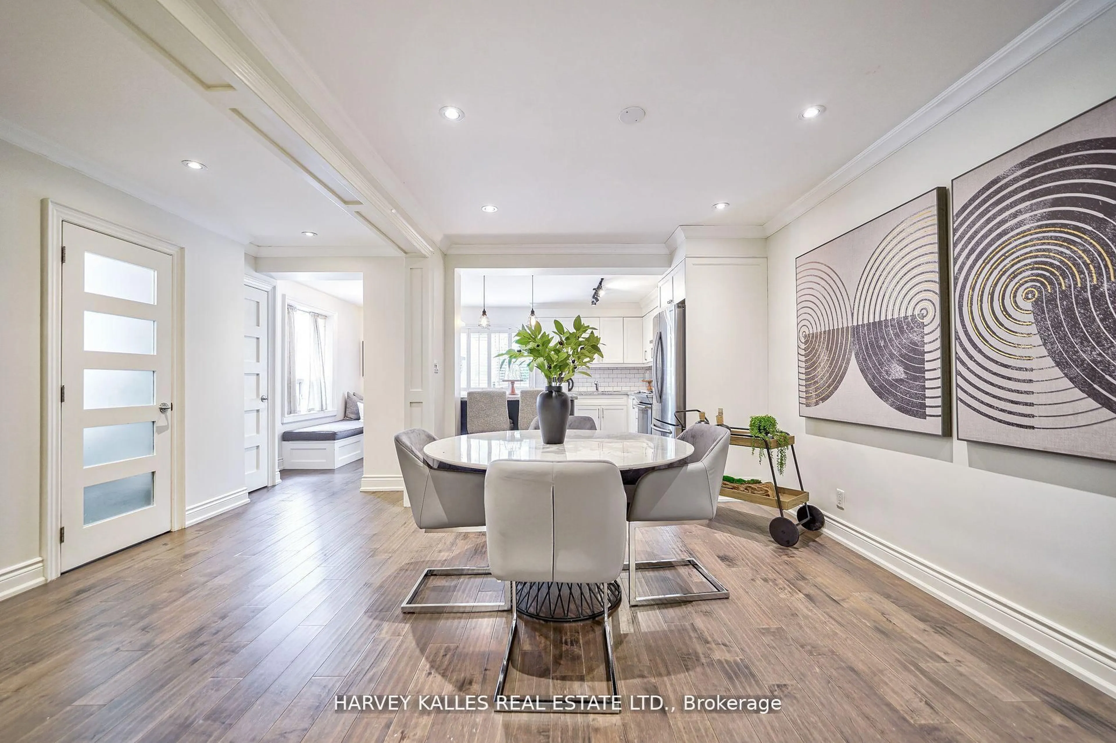Dining room, wood/laminate floor for 106 Gloucester Grve, Toronto Ontario M6C 2A8