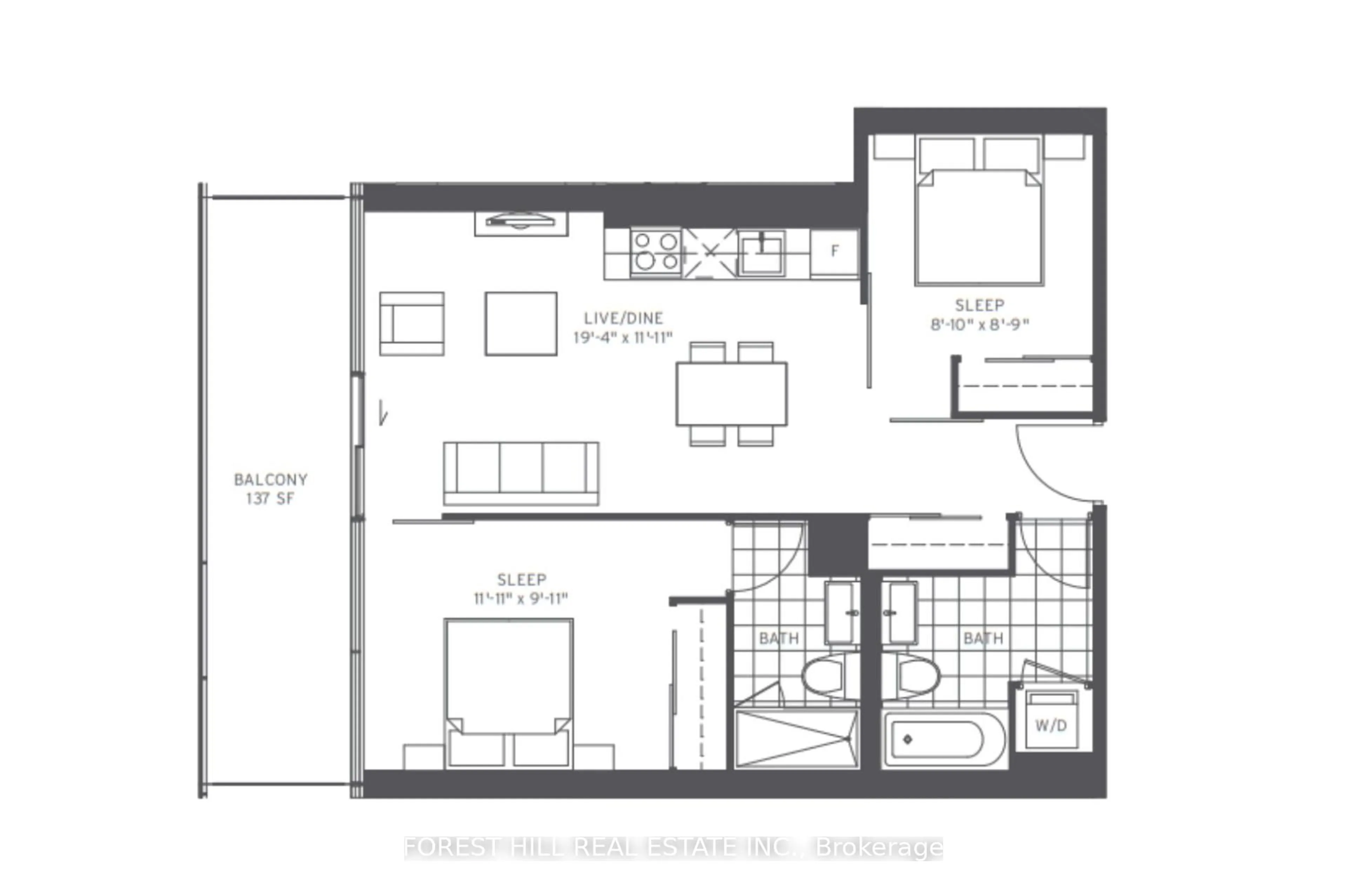 Floor plan for 185 Roehampton Ave #2501, Toronto Ontario M4P 0C6