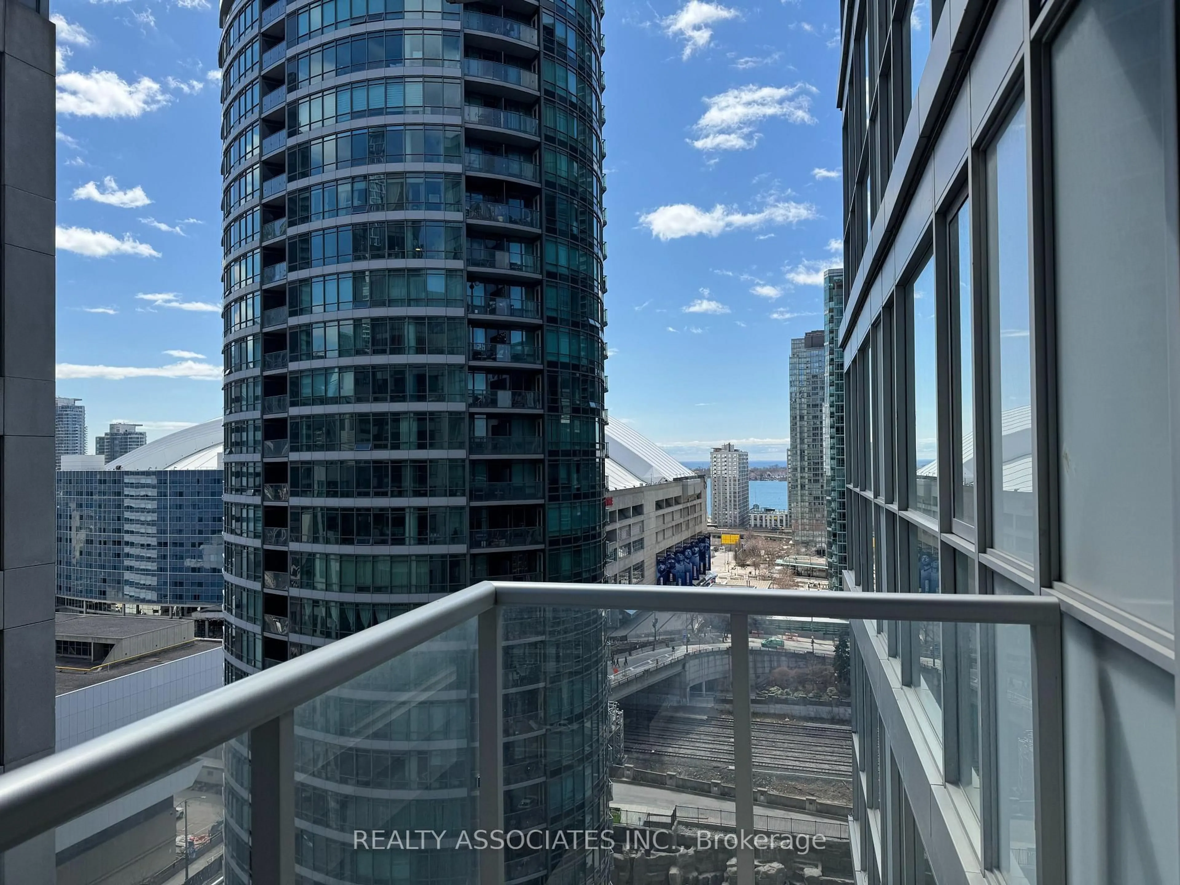 Balcony in the apartment, city buildings view from balcony for 352 Front St #1601, Toronto Ontario M5V 1B5