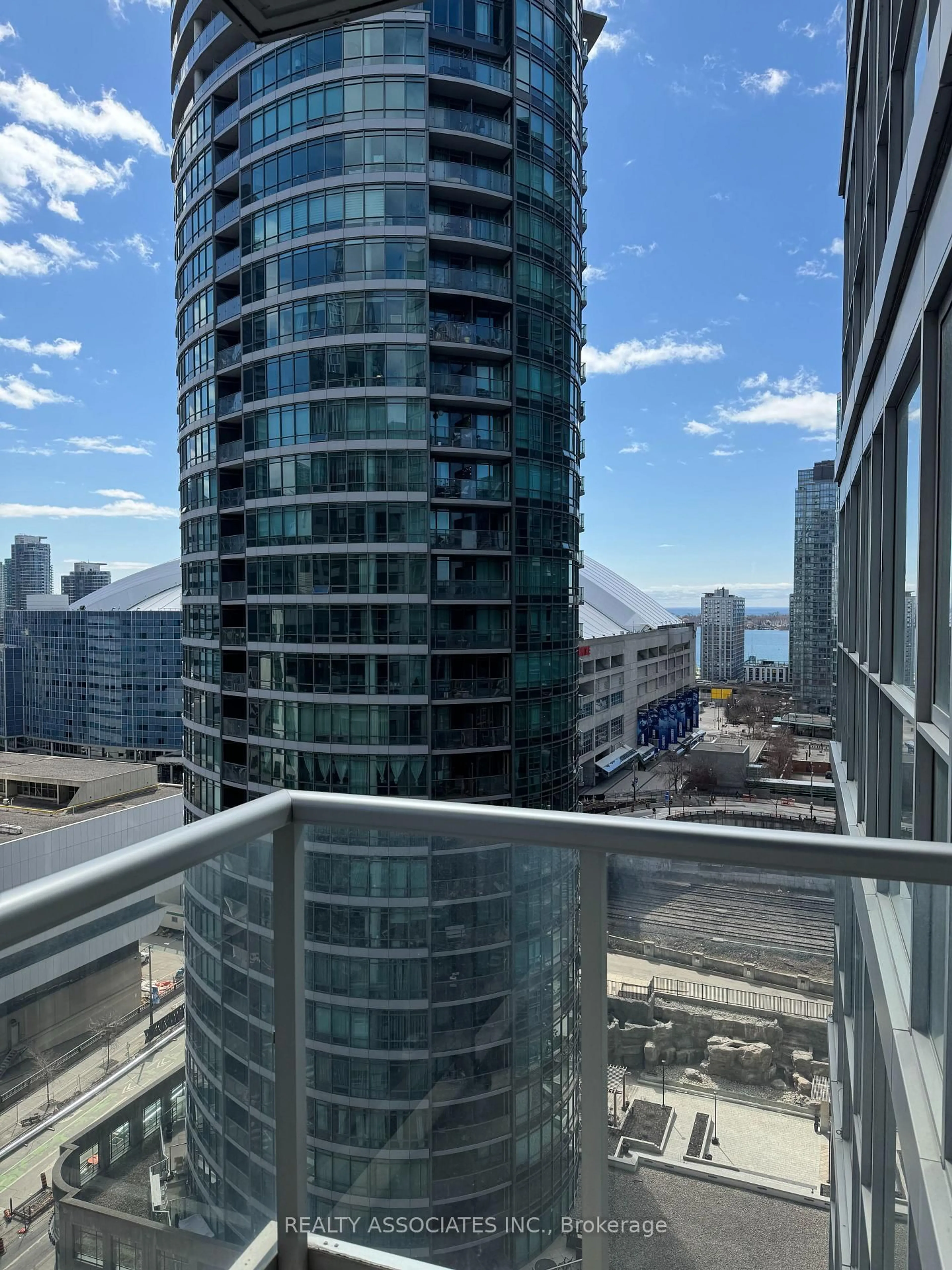 Balcony in the apartment, city buildings view from balcony for 352 Front St #1601, Toronto Ontario M5V 1B5