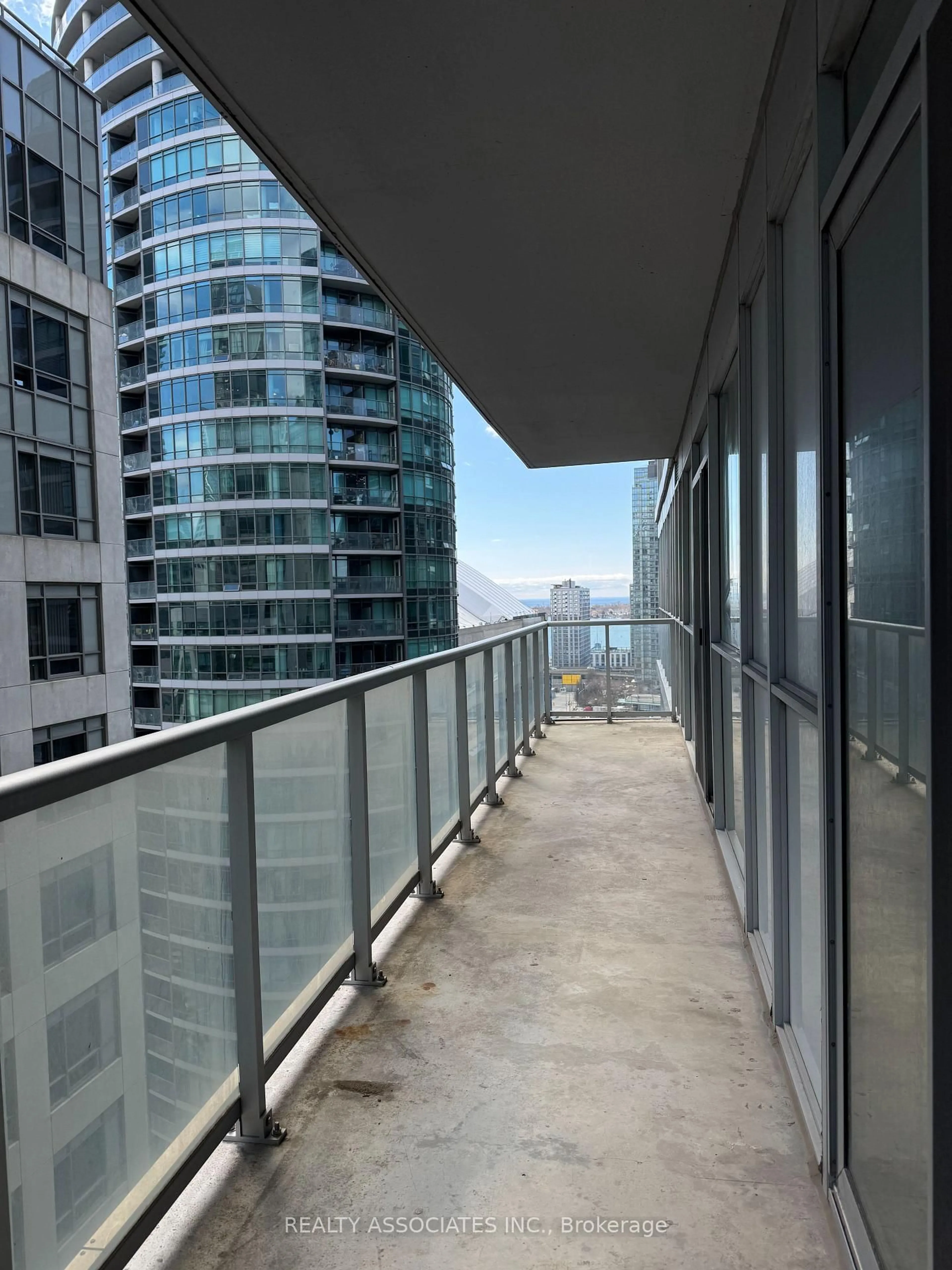 Balcony in the apartment, city buildings view from balcony for 352 Front St #1601, Toronto Ontario M5V 1B5