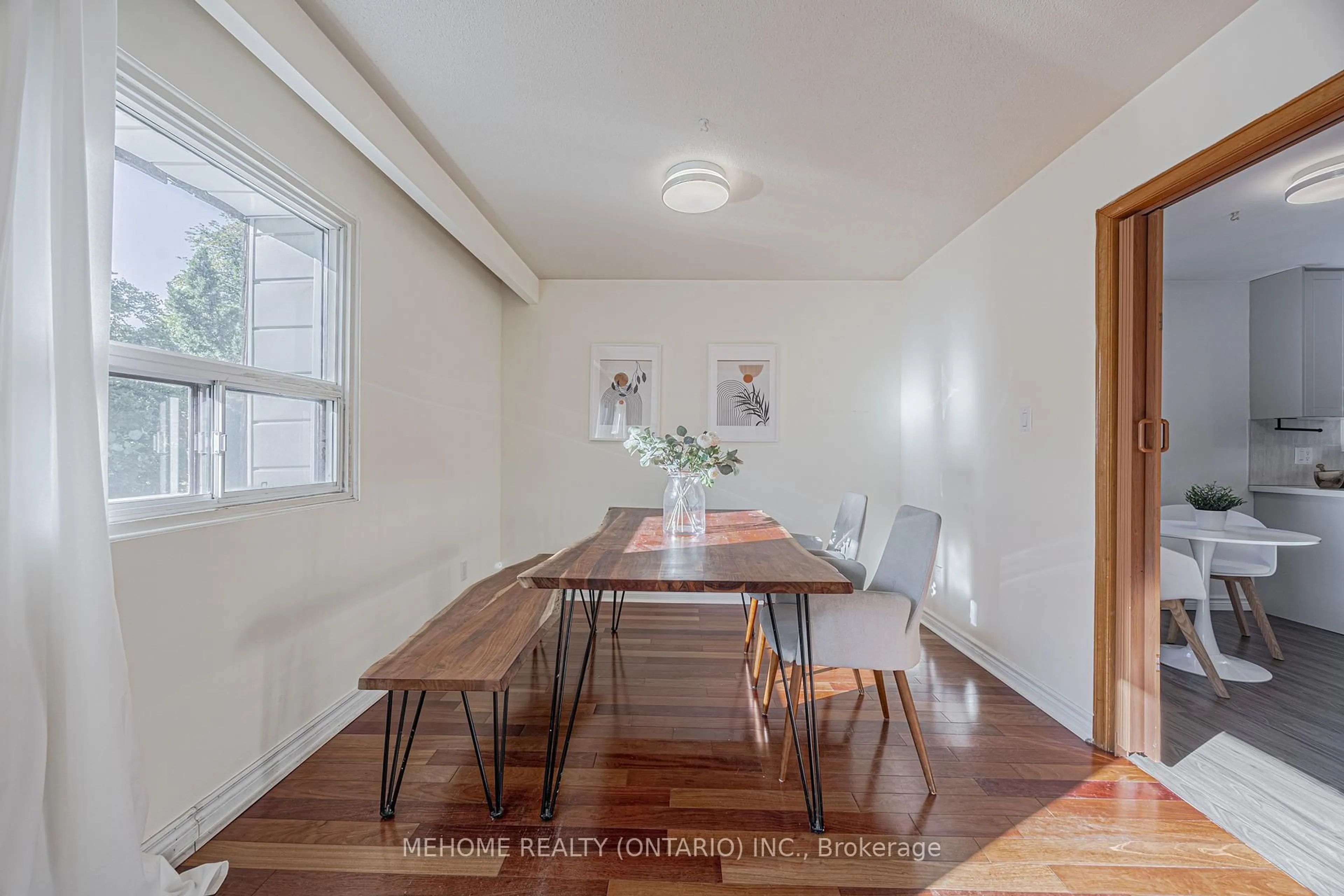 Dining room, wood/laminate floor for 55 Angus Dr, Toronto Ontario M2J 2W9