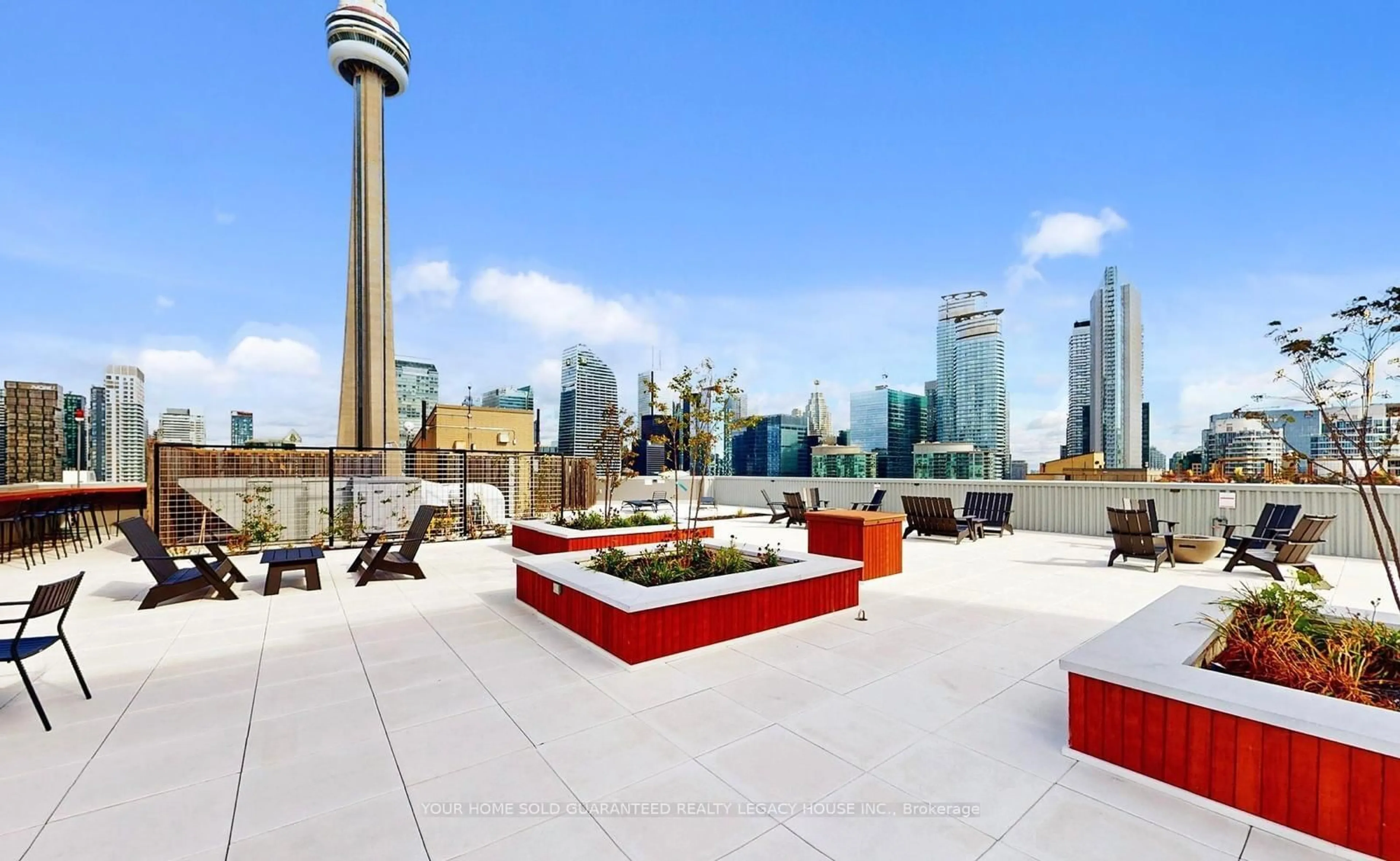 Patio, city buildings view from balcony for 270 Queens Quay #505, Toronto Ontario M5J 2N4
