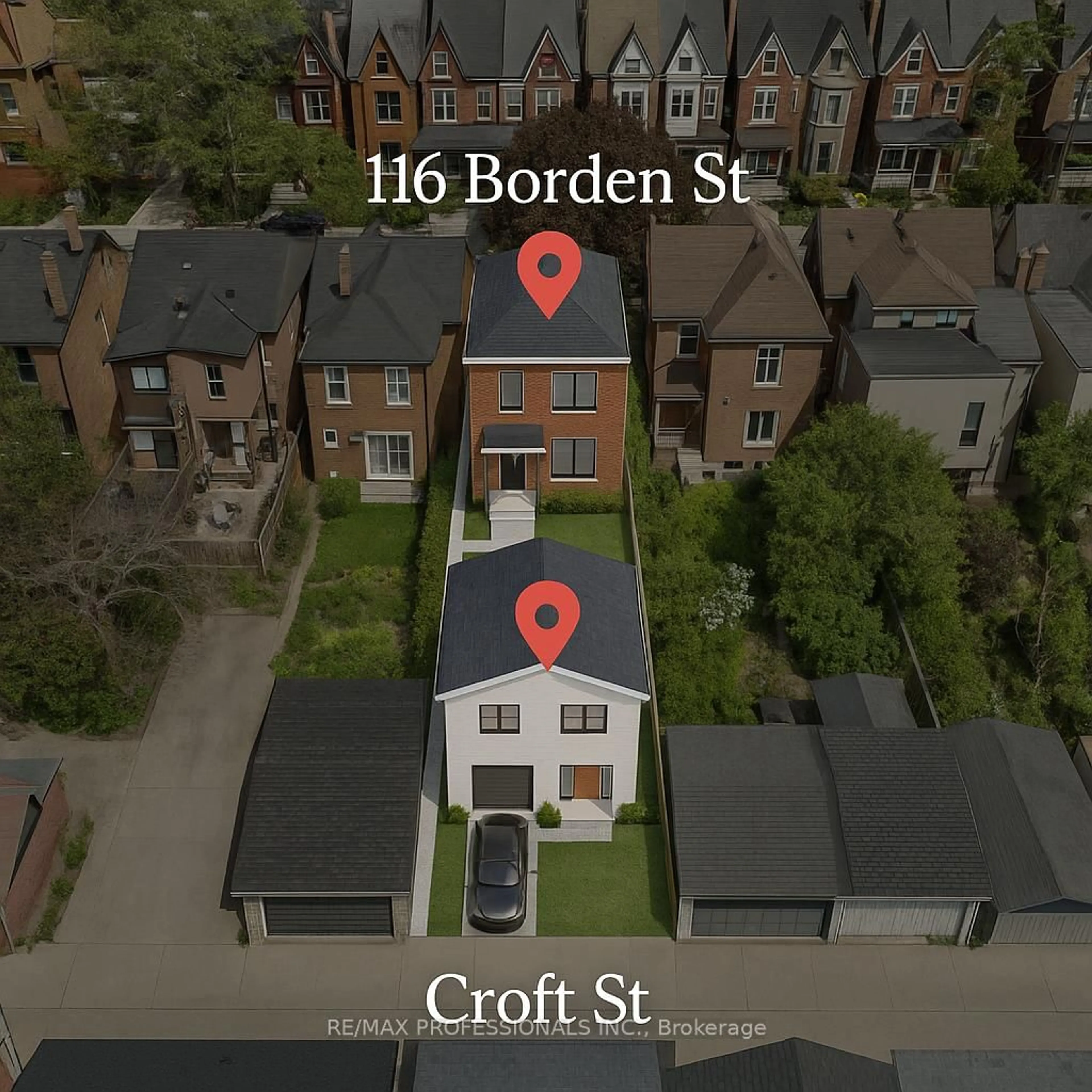 A pic from outside/outdoor area/front of a property/back of a property/a pic from drone, street for 116 Borden St, Toronto Ontario M5S 2N1