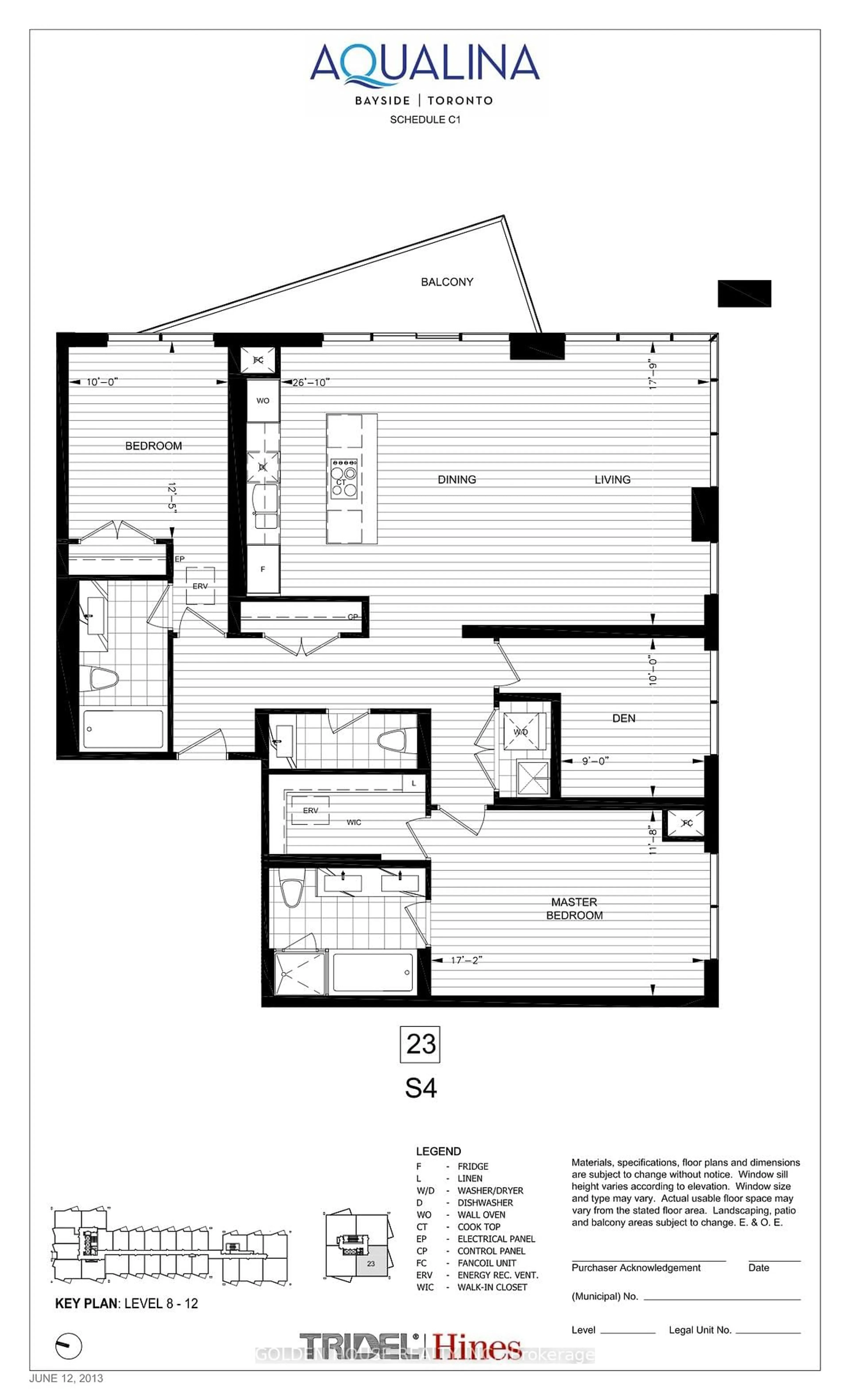 Floor plan for 55 Merchants' Wharf N/A #1023, Toronto Ontario M5A 0P2