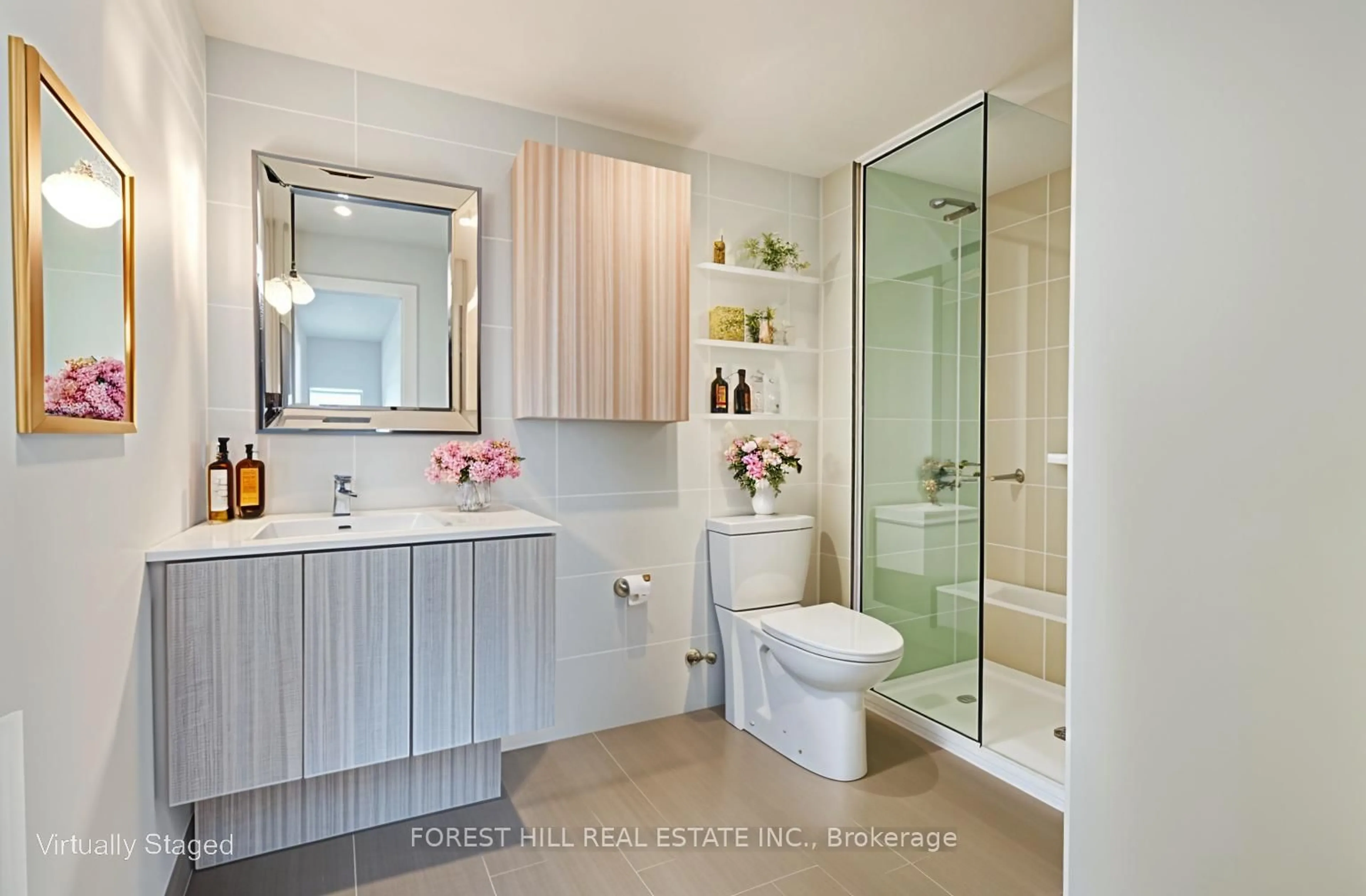 Contemporary bathroom, ceramic/tile floor for 10 Deerlick Crt #317, Toronto Ontario M3A 0A7